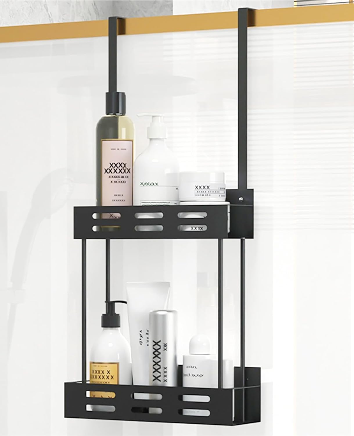 Over the Door 2 - tier Shower Caddy Organizer Shelf with Hooks for Bathroom - Home & Garden > DIY > Kitchen & Bathroom DIY - Rivercity House & Home Co. (ABN 18 642 972 209) - Affordable Modern Furniture Australia