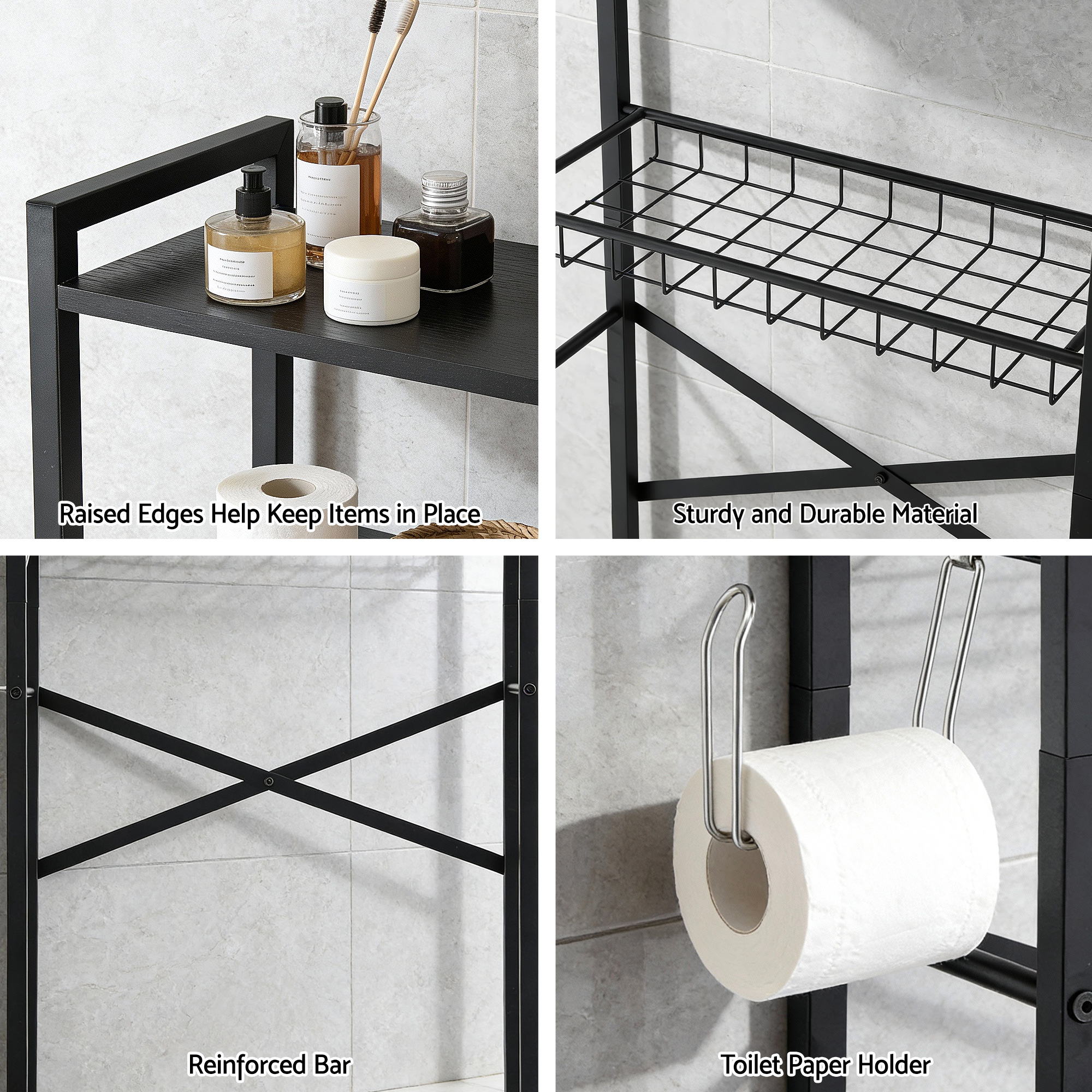 Over Toilet Bathroom Storage Rack Space Saving 4 Tier Organiser White - Furniture > Bathroom > Bathroom Cabinets, Cupboards & Storage - Rivercity House & Home Co. (ABN 18 642 972 209) - Affordable Modern Furniture Australia