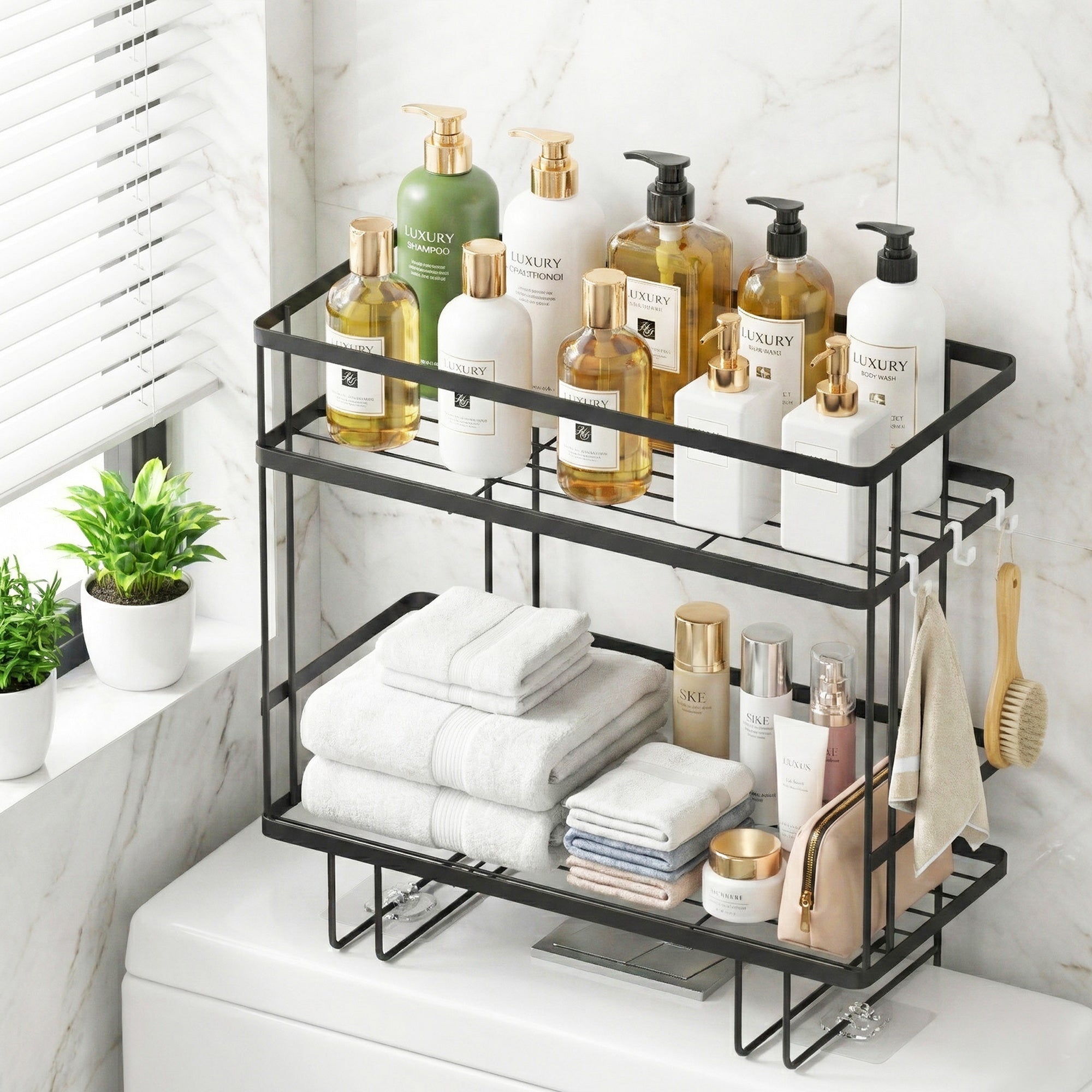 Over Toilet Storage Rack Bathroom Shelf Organizer 2 Tier - Furniture > Bathroom > Bathroom Cabinets, Cupboards & Storage - Rivercity House & Home Co. (ABN 18 642 972 209) - Affordable Modern Furniture Australia