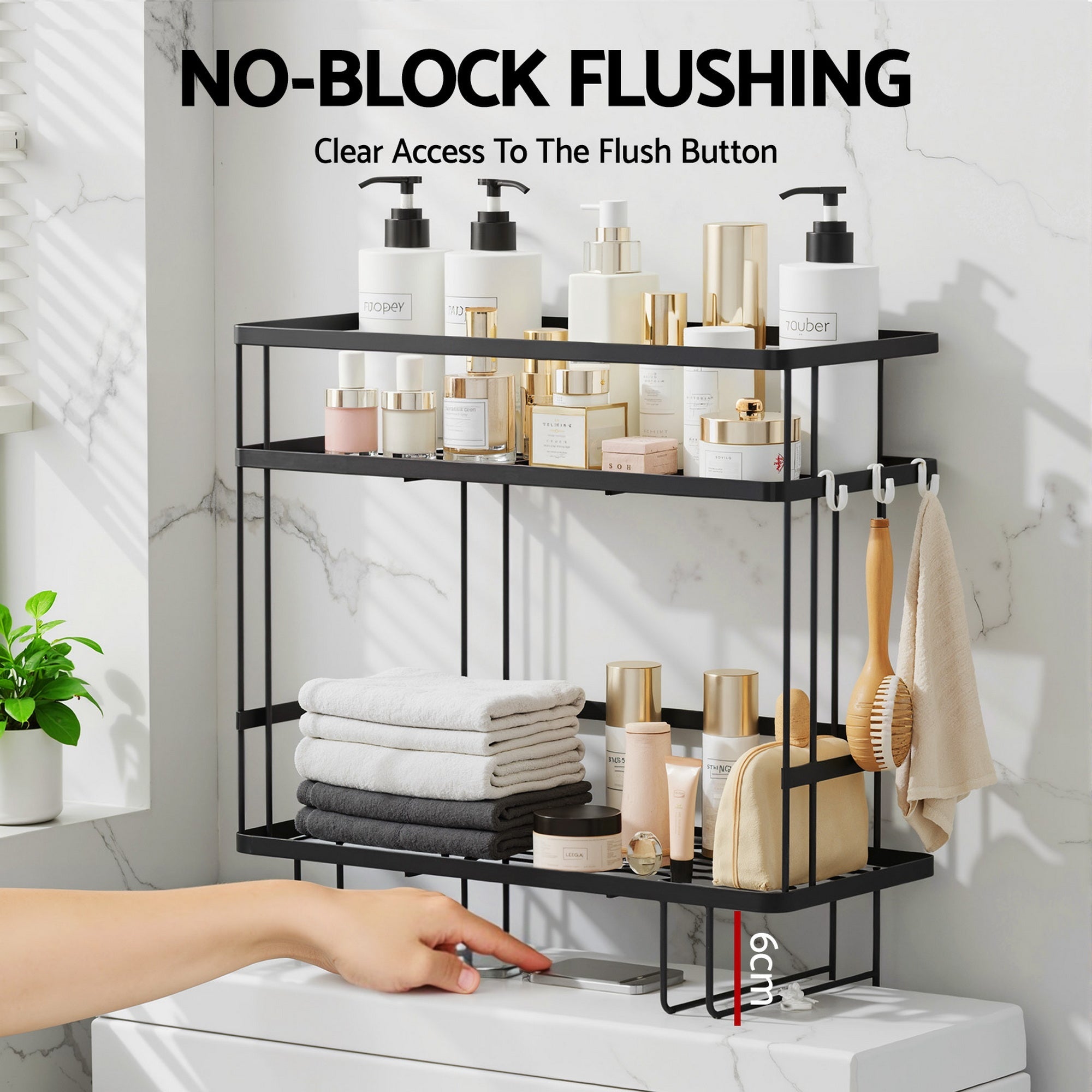 Over Toilet Storage Rack Bathroom Shelf Organizer 2 Tier - Furniture > Bathroom > Bathroom Cabinets, Cupboards & Storage - Rivercity House & Home Co. (ABN 18 642 972 209) - Affordable Modern Furniture Australia