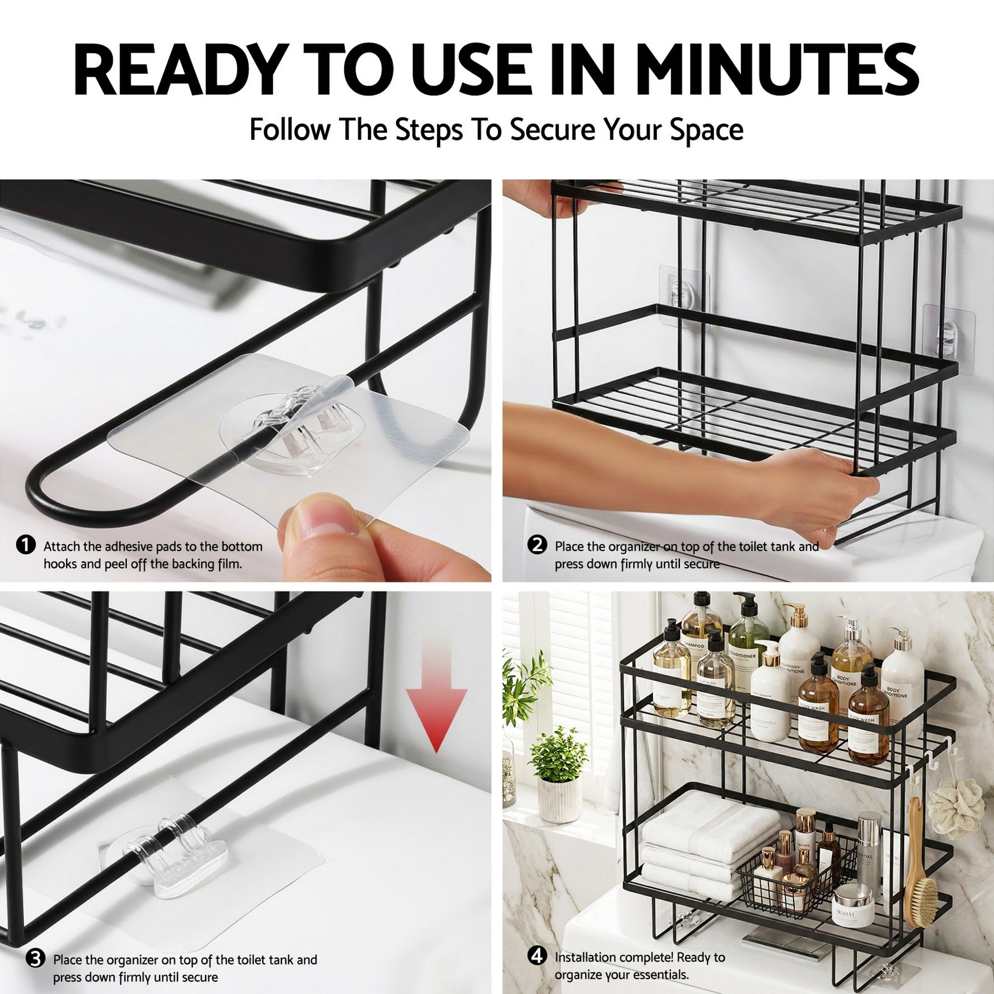 Over Toilet Storage Rack Bathroom Shelf Organizer 2 Tier - Furniture > Bathroom > Bathroom Cabinets, Cupboards & Storage - Rivercity House & Home Co. (ABN 18 642 972 209) - Affordable Modern Furniture Australia