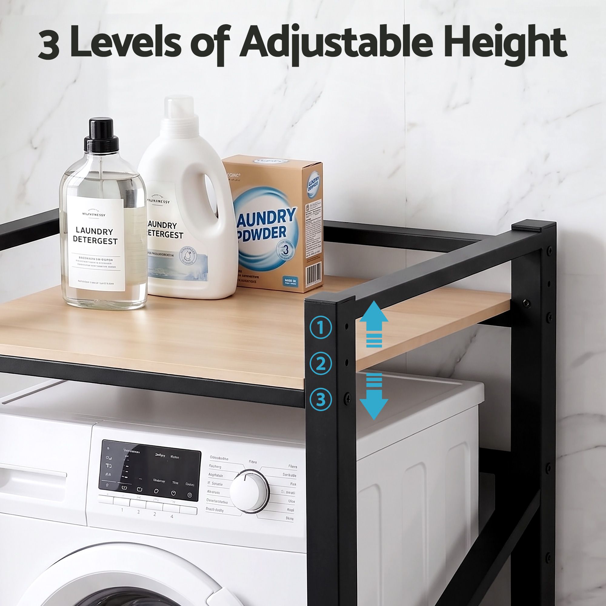 Over Washing Machine Rack Laundry Shelf Space Saver 75cm Black - Furniture > Bathroom > Bathroom Cabinets, Cupboards & Storage - Rivercity House & Home Co. (ABN 18 642 972 209) - Affordable Modern Furniture Australia