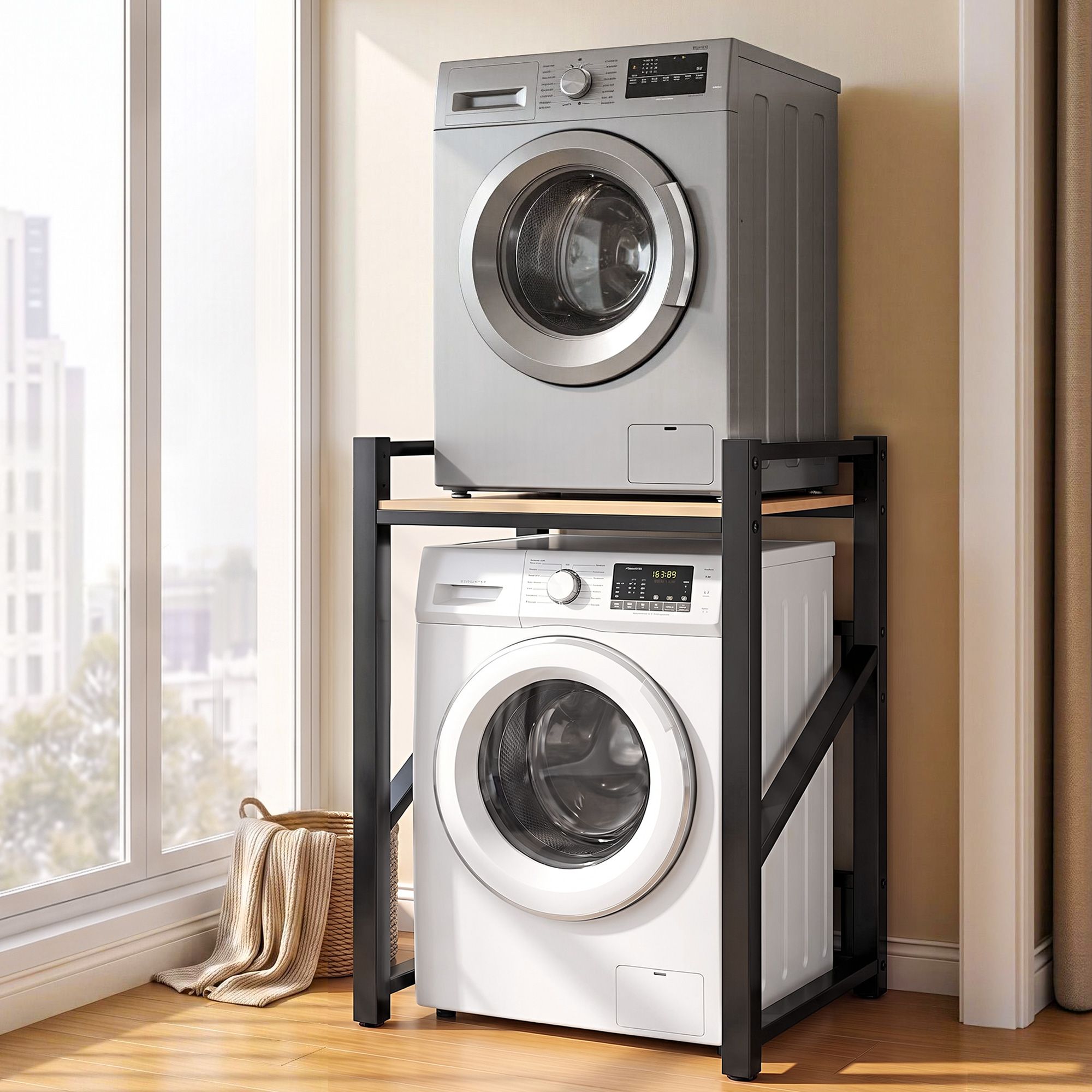 Over Washing Machine Rack Laundry Shelf Space Saver 75cm Black - Furniture > Bathroom > Bathroom Cabinets, Cupboards & Storage - Rivercity House & Home Co. (ABN 18 642 972 209) - Affordable Modern Furniture Australia