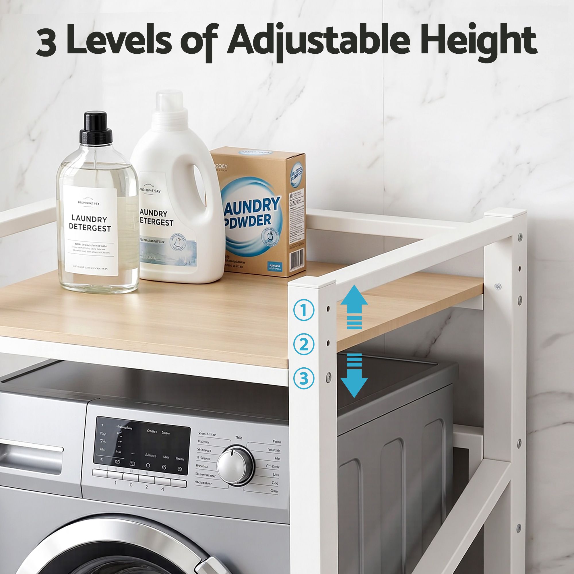 Over Washing Machine Rack Laundry Shelf Space Saver 75cm White - Furniture > Bathroom > Bathroom Cabinets, Cupboards & Storage - Rivercity House & Home Co. (ABN 18 642 972 209) - Affordable Modern Furniture Australia