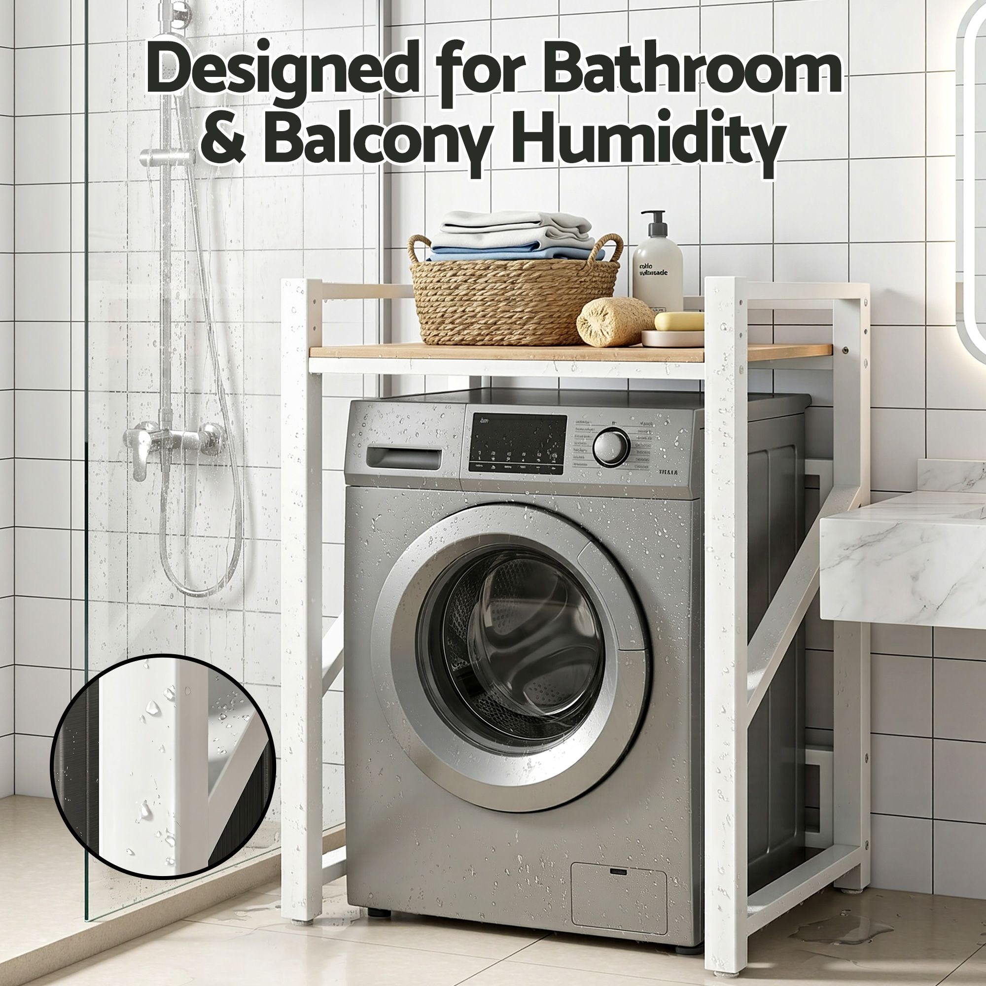 Over Washing Machine Rack Laundry Shelf Space Saver 75cm White - Furniture > Bathroom > Bathroom Cabinets, Cupboards & Storage - Rivercity House & Home Co. (ABN 18 642 972 209) - Affordable Modern Furniture Australia