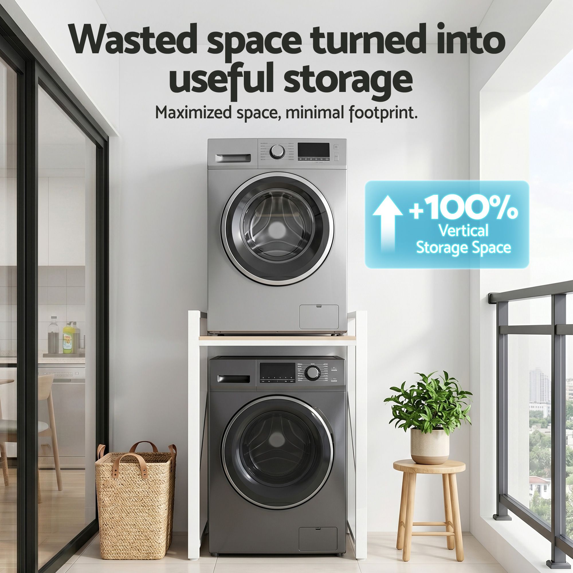 Over Washing Machine Rack Laundry Shelf Space Saver 75cm White - Furniture > Bathroom > Bathroom Cabinets, Cupboards & Storage - Rivercity House & Home Co. (ABN 18 642 972 209) - Affordable Modern Furniture Australia
