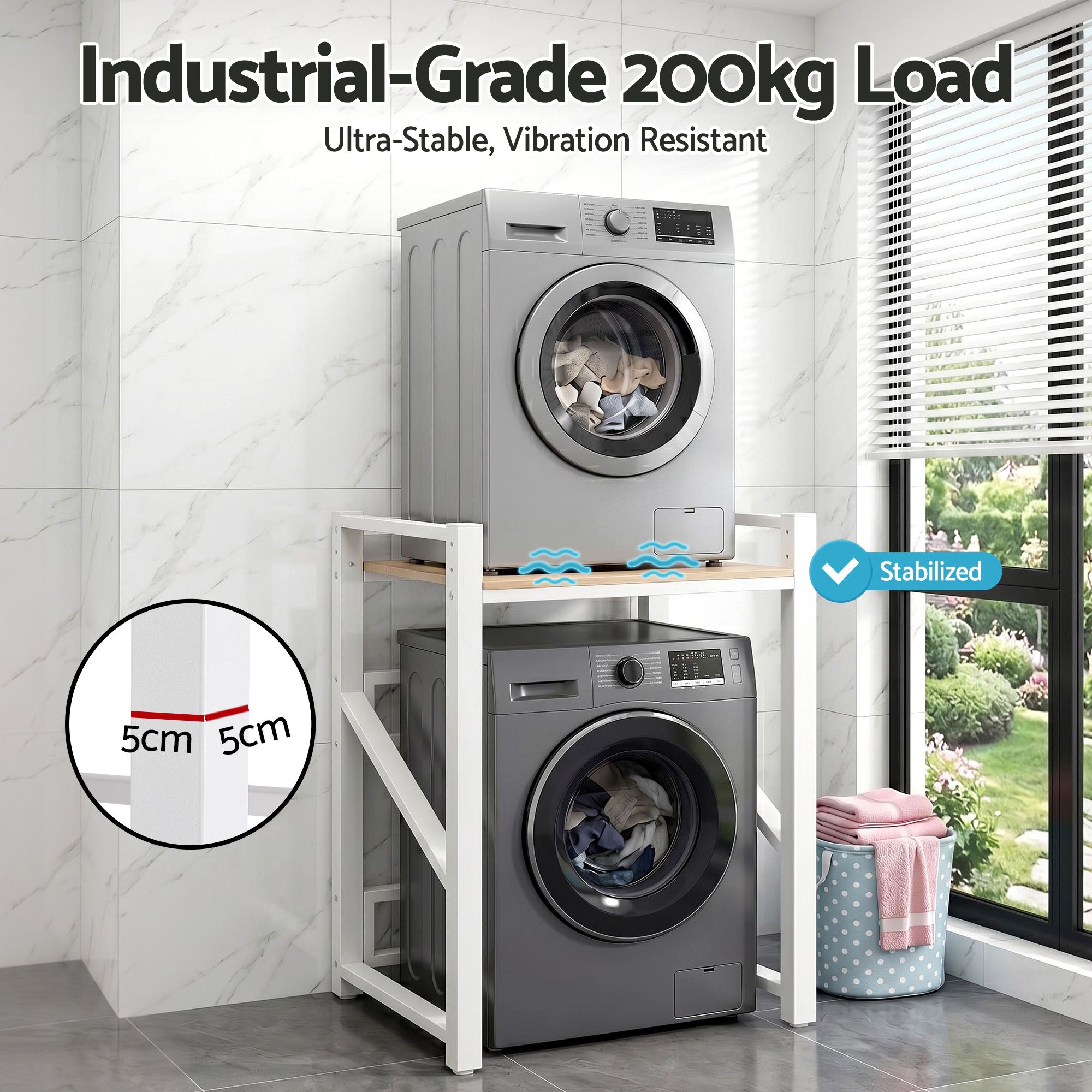 Over Washing Machine Rack Laundry Shelf Space Saver 75cm White - Furniture > Bathroom > Bathroom Cabinets, Cupboards & Storage - Rivercity House & Home Co. (ABN 18 642 972 209) - Affordable Modern Furniture Australia