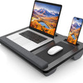 Oversized Portable Lap Desk for Up to 17 Inch Laptops with Cushion, Mouse Pad, Tablet & Phone Holder - Black