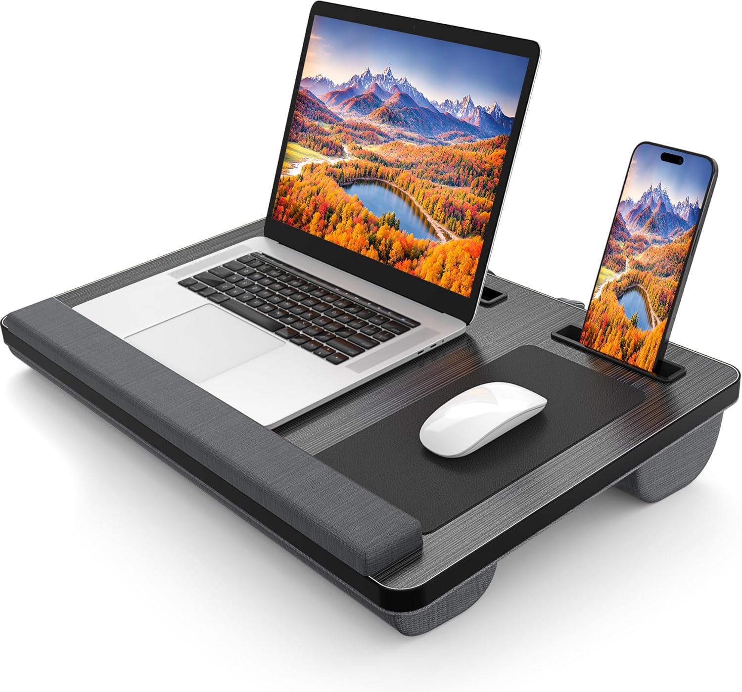 Oversized Portable Lap Desk with Cushion,Mouse Pad, Tablet and Phone Holder which Fits Up to 17 Inch Laptops for Bed or Sofa (Black) - Home & Garden > Home Office Accessories > Desk Accessories - Rivercity House & Home Co. (ABN 18 642 972 209) - Affordable Modern Furniture Australia