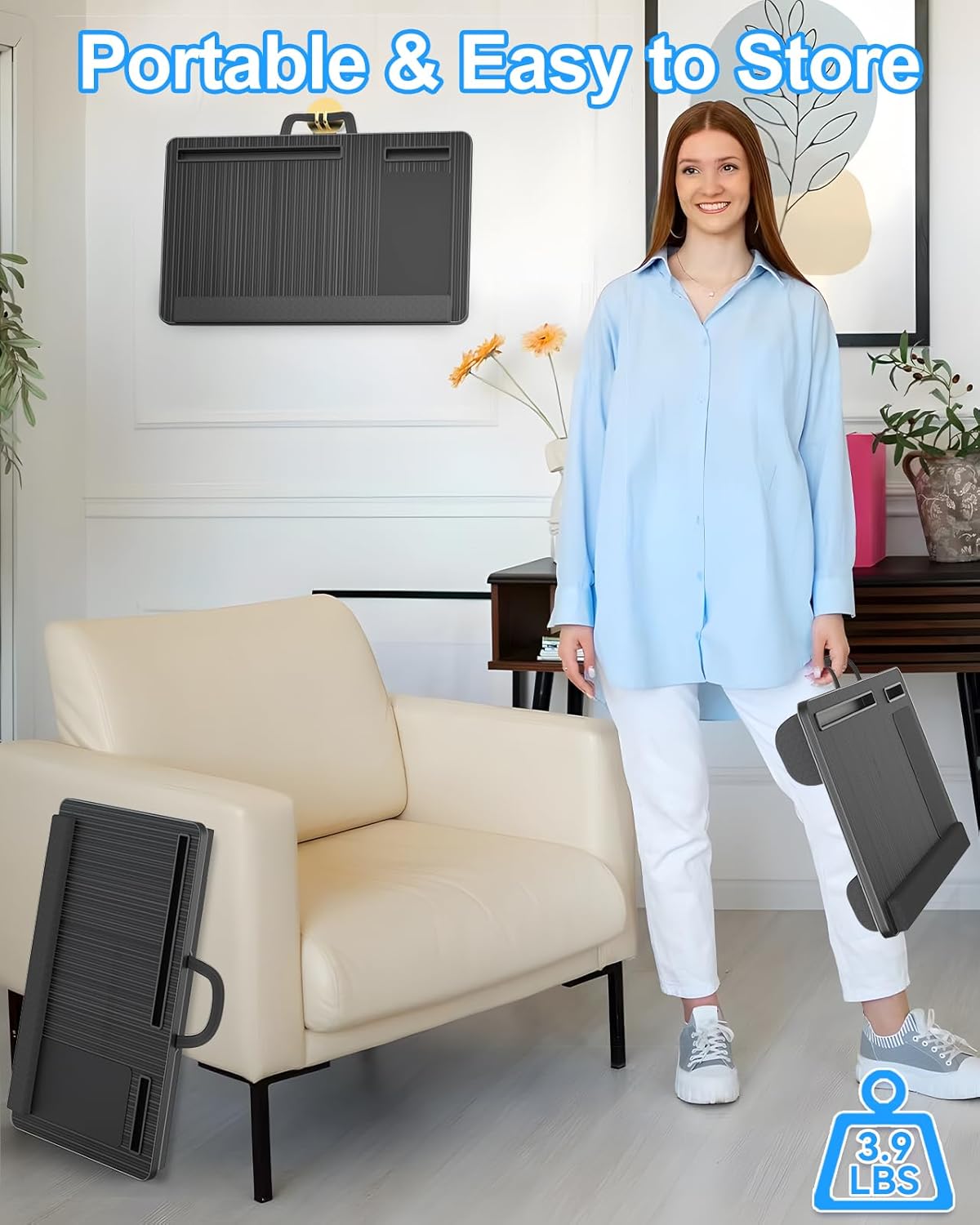 Oversized Portable Lap Desk with Cushion,Mouse Pad, Tablet and Phone Holder which Fits Up to 17 Inch Laptops for Bed or Sofa (Black) - Home & Garden > Home Office Accessories > Desk Accessories - Rivercity House & Home Co. (ABN 18 642 972 209) - Affordable Modern Furniture Australia