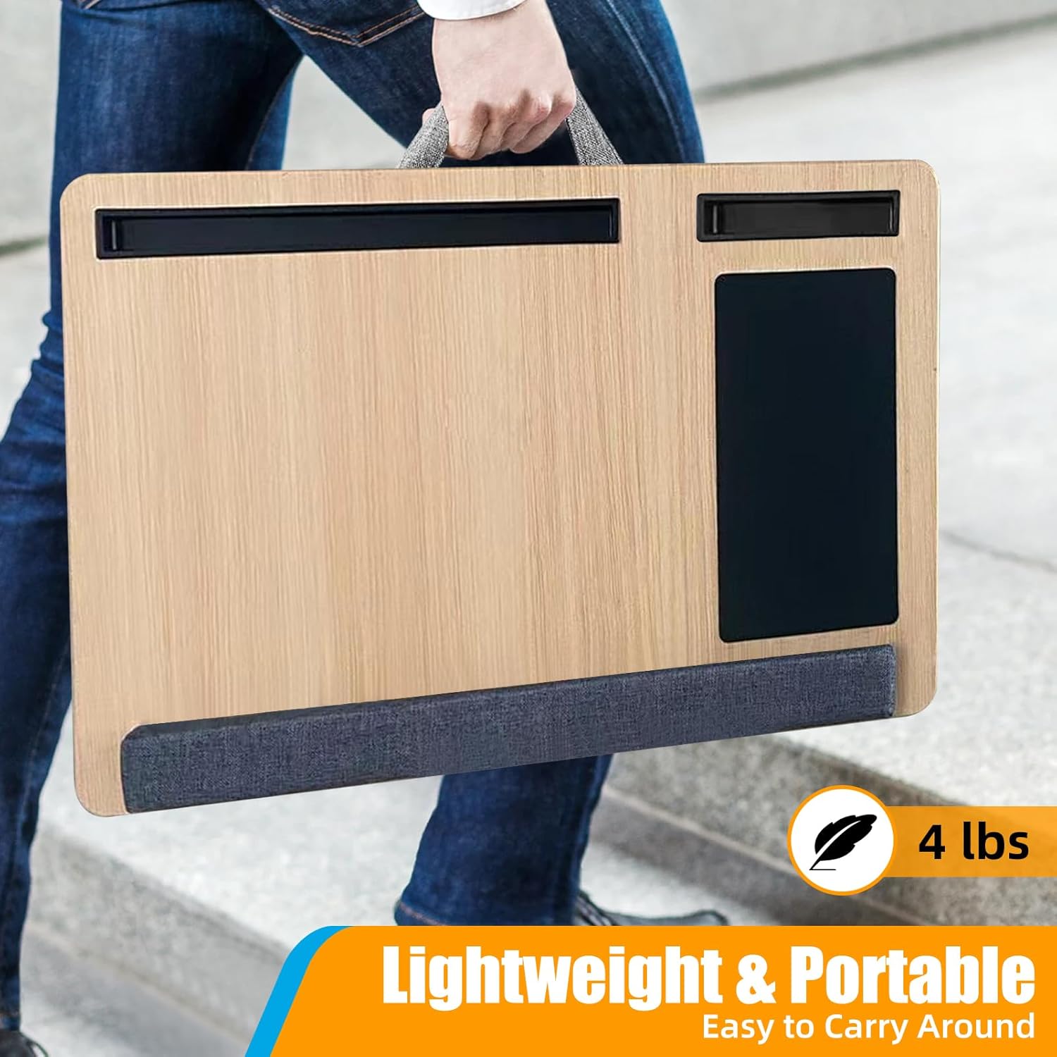 Oversized Portable Lap Desk with Cushion,Mouse Pad, Tablet and Phone Holder which Fits Up to 17 Inch Laptops for Bed or Sofa (Brown) - Home & Garden > Home Office Accessories > Desk Accessories - Rivercity House & Home Co. (ABN 18 642 972 209) - Affordable Modern Furniture Australia