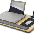 Oversized Portable Lap Desk with Cushion, Mouse Pad, Tablet & Phone Holder for Up to 17 Inch Laptops - Brown