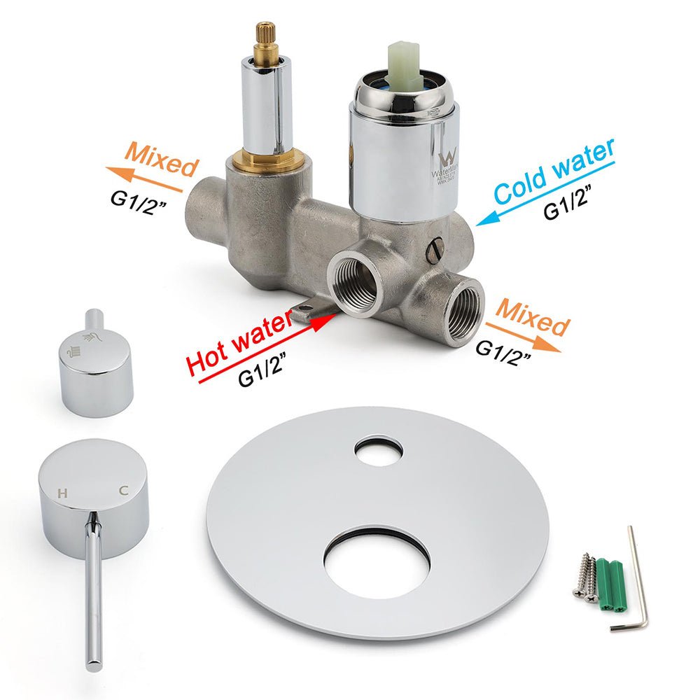 OZ Chrome Round Stainless Steel Shower Mixer 2 Way Switch Diverter For Bath Set - Furniture > Bathroom > Shower Heads & Screens - Rivercity House & Home Co. (ABN 18 642 972 209) - Affordable Modern Furniture Australia
