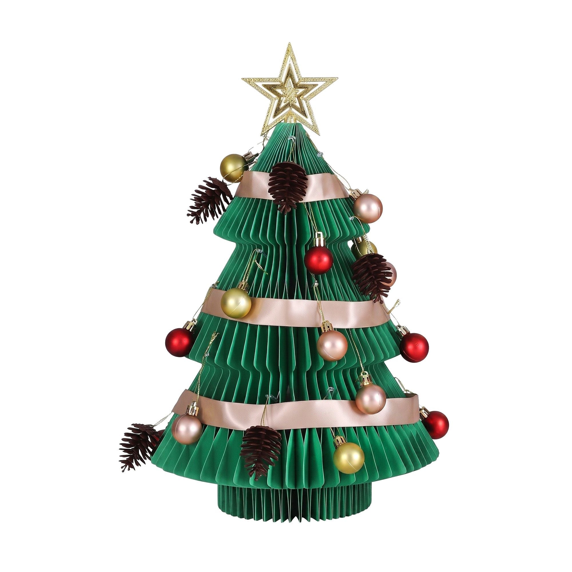 Paper Christmas Tree 47CM w/ Star Topper Xmas Decor Tabletop Green DIY Ornament Set - Occasions > Christmas > Christmas Trees - Rivercity House & Home Co. (ABN 18 642 972 209) - Affordable Modern Furniture Australia
