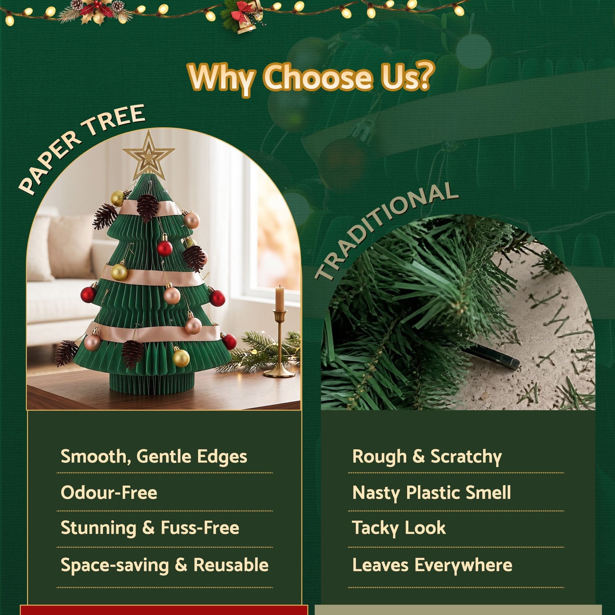 Paper Christmas Tree 47CM w/ Star Topper Xmas Decor Tabletop Green DIY Ornament Set - Occasions > Christmas > Christmas Trees - Rivercity House & Home Co. (ABN 18 642 972 209) - Affordable Modern Furniture Australia