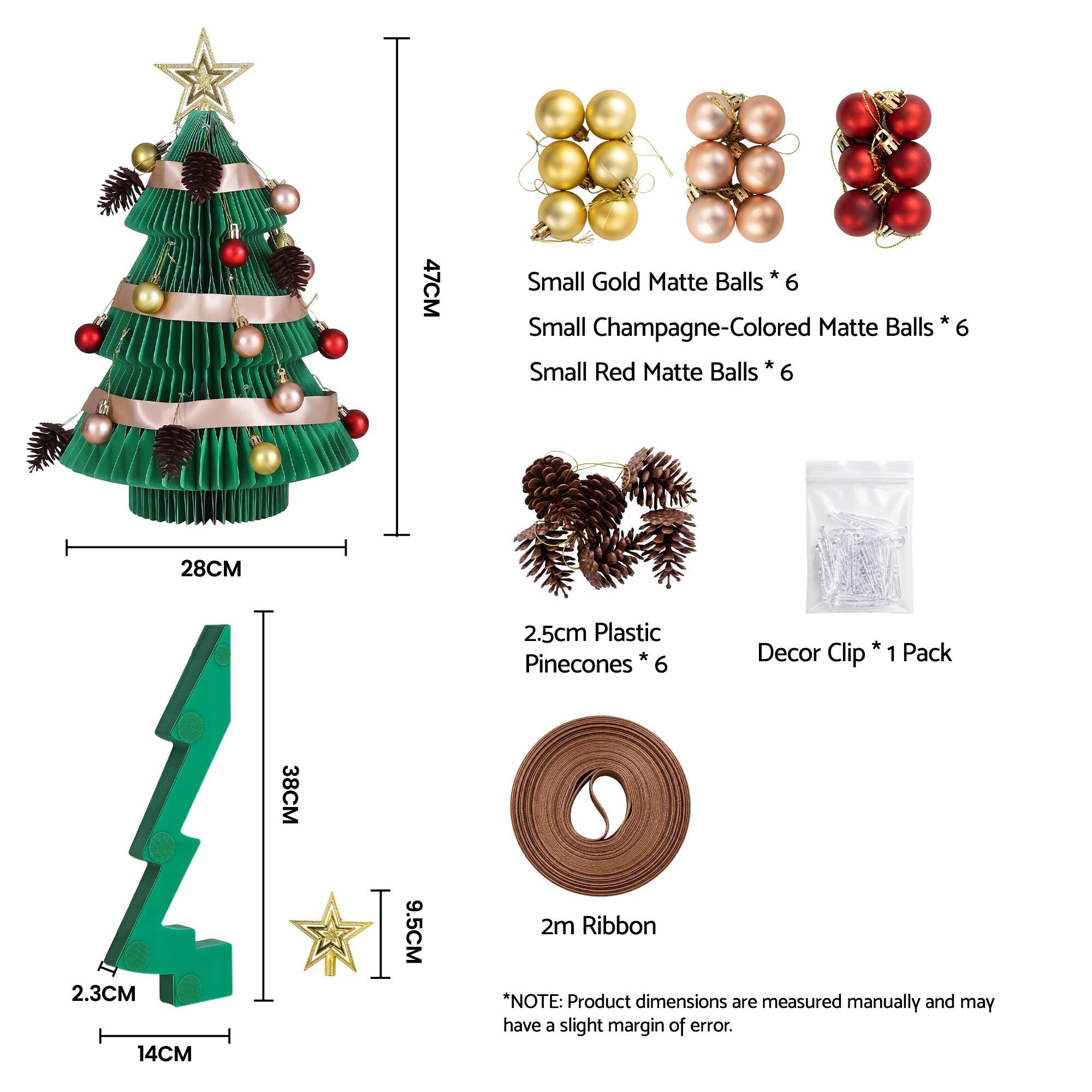 Paper Christmas Tree 47CM w/ Star Topper Xmas Decor Tabletop Green DIY Ornament Set - Occasions > Christmas > Christmas Trees - Rivercity House & Home Co. (ABN 18 642 972 209) - Affordable Modern Furniture Australia