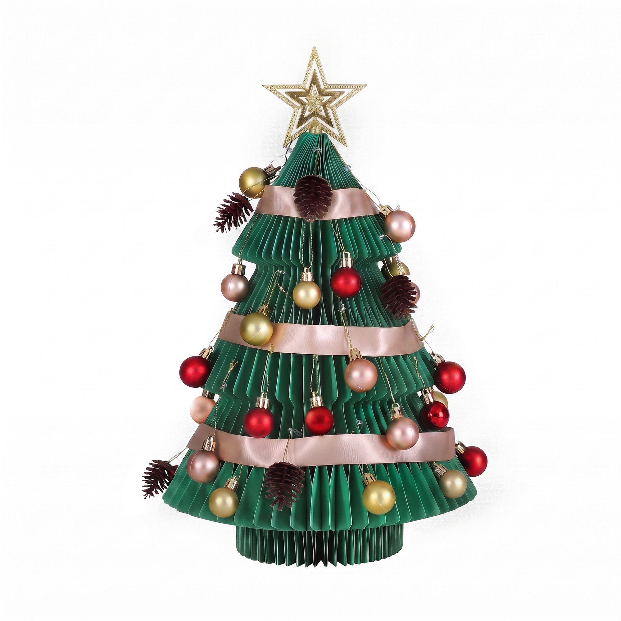 Paper Christmas Tree 61CM w/ Star Topper Xmas Decor Tabletop Green DIY Ornament Set - Occasions > Christmas > Christmas Trees - Rivercity House & Home Co. (ABN 18 642 972 209) - Affordable Modern Furniture Australia