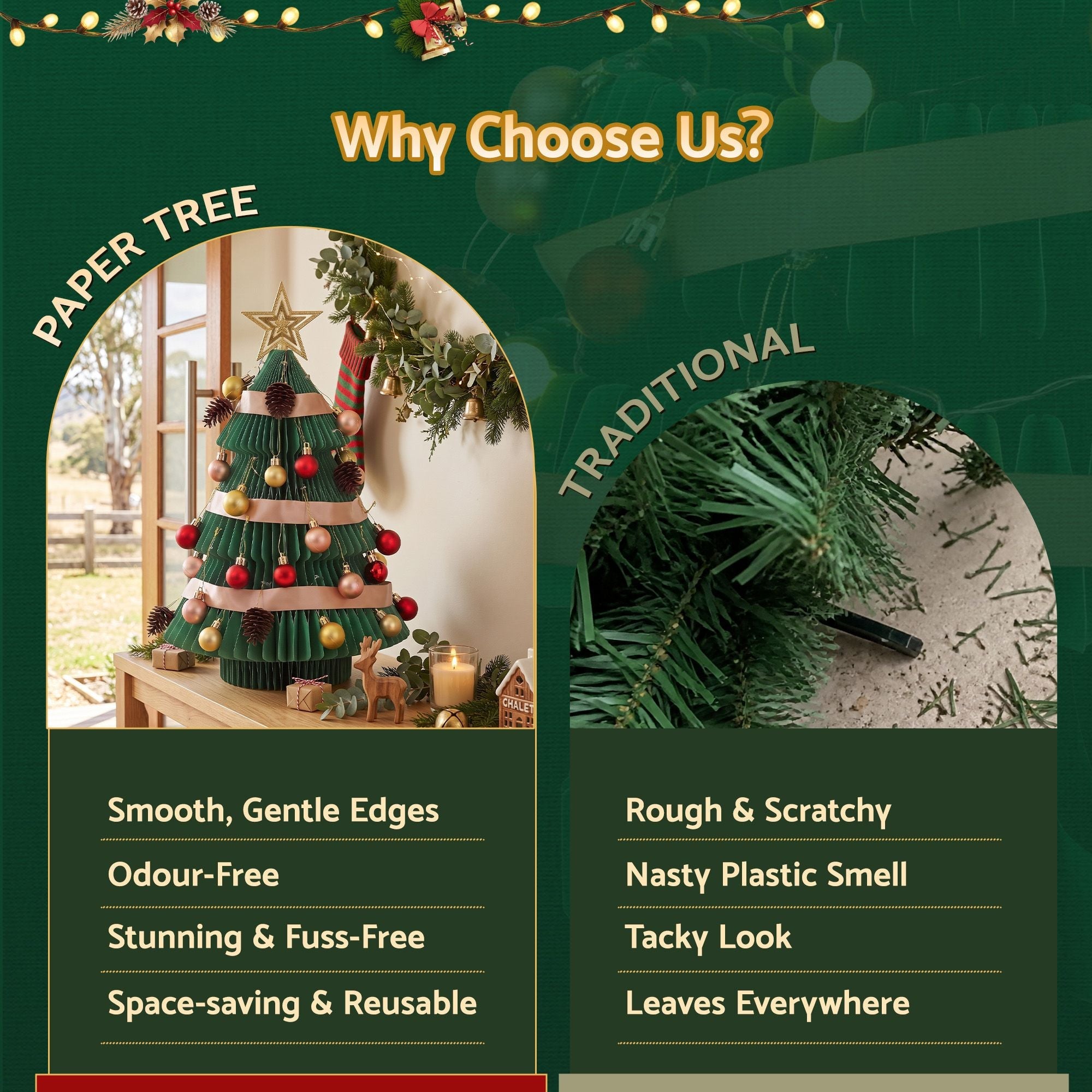 Paper Christmas Tree 61CM w/ Star Topper Xmas Decor Tabletop Green DIY Ornament Set - Occasions > Christmas > Christmas Trees - Rivercity House & Home Co. (ABN 18 642 972 209) - Affordable Modern Furniture Australia