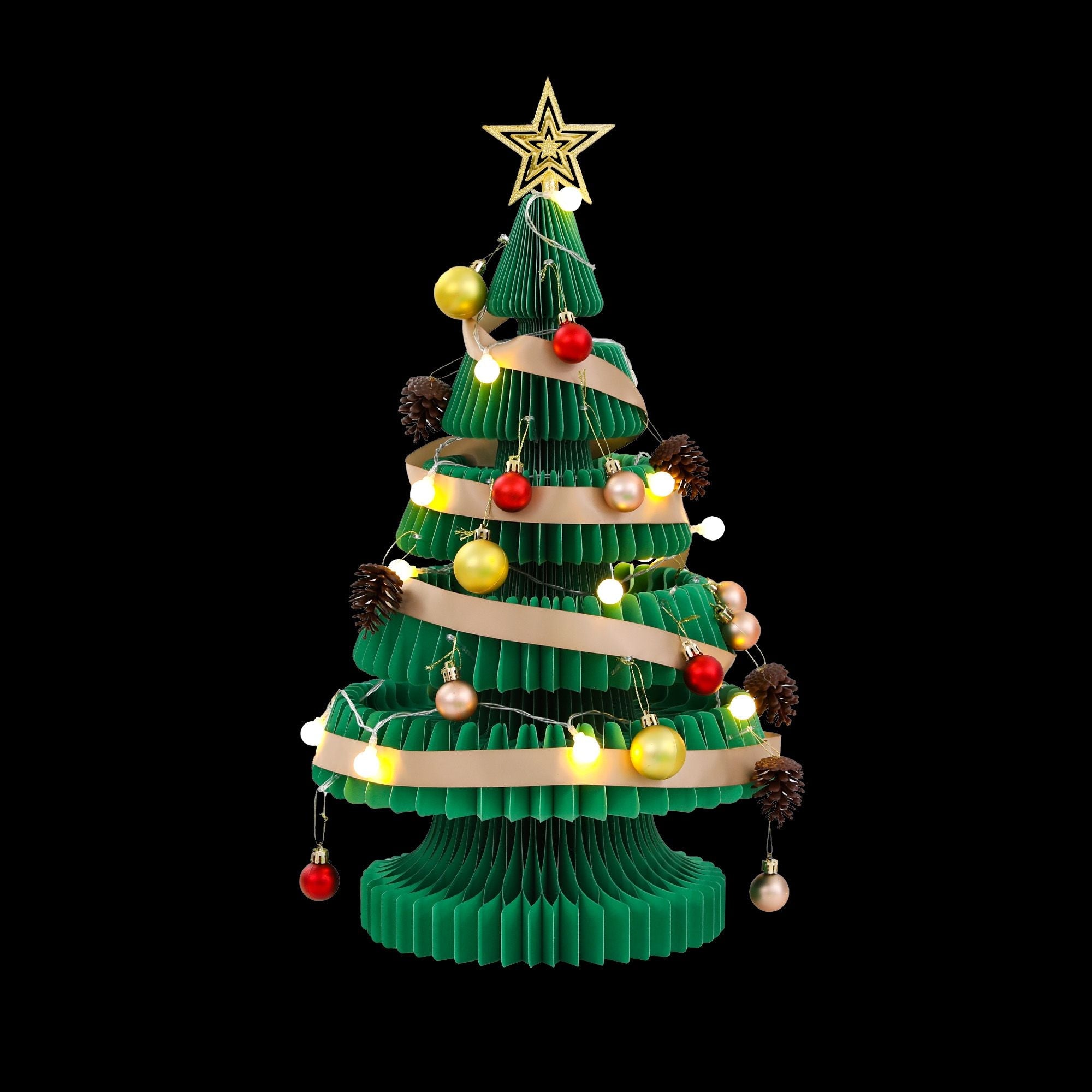 Paper Christmas Tree 62CM w/ Star Topper LEDs Xmas Decorations Kit Home Office Green - Occasions > Christmas > Christmas Trees - Rivercity House & Home Co. (ABN 18 642 972 209) - Affordable Modern Furniture Australia