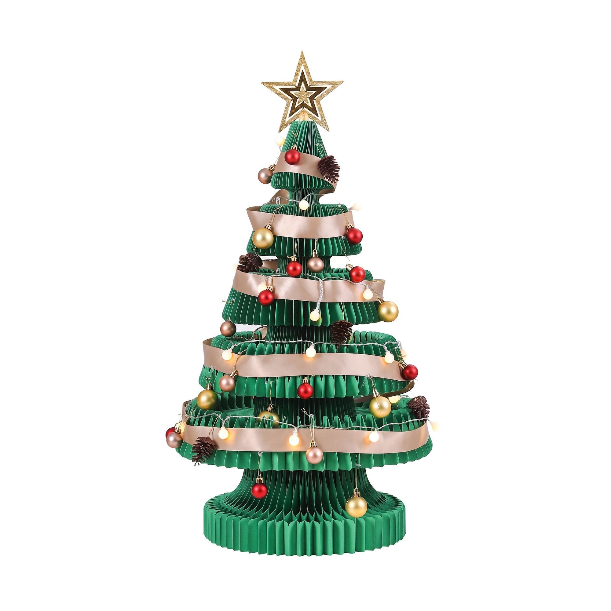 Paper Christmas Tree 87CM w/ Star Topper LEDs Xmas Decorations Kit Home Office Green - Occasions > Christmas > Christmas Trees - Rivercity House & Home Co. (ABN 18 642 972 209) - Affordable Modern Furniture Australia