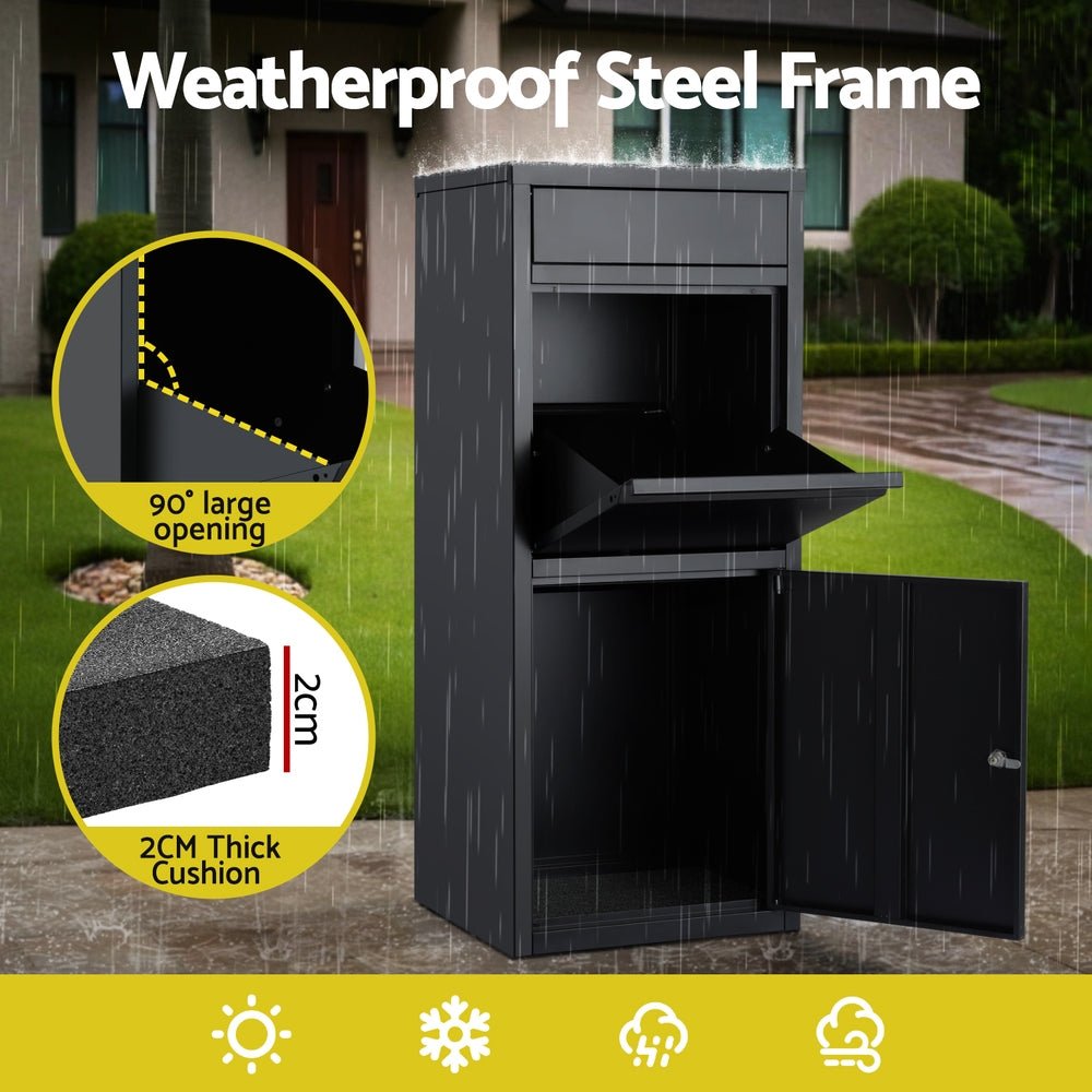 Parcel Letterbox Drop Box Package Mailbox Black - Commercial > Packaging > Postage Satchels & Boxes - Rivercity House & Home Co. (ABN 18 642 972 209) - Affordable Modern Furniture Australia