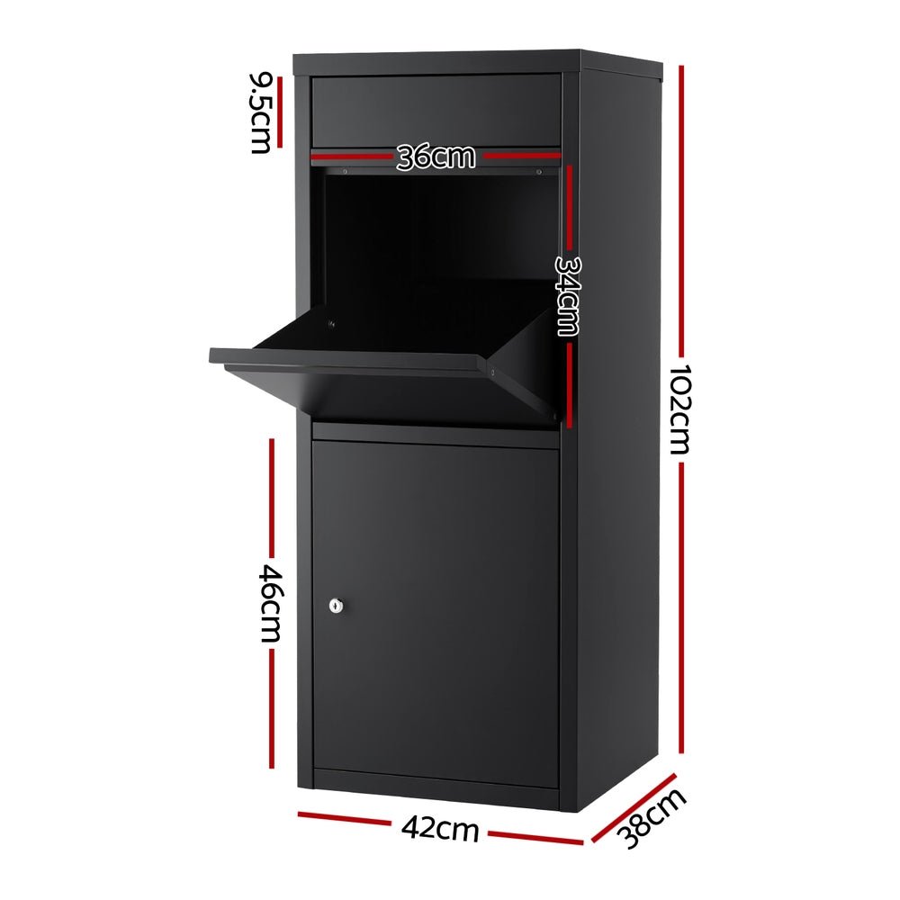 Parcel Letterbox Drop Box Package Mailbox Black - Commercial > Packaging > Postage Satchels & Boxes - Rivercity House & Home Co. (ABN 18 642 972 209) - Affordable Modern Furniture Australia