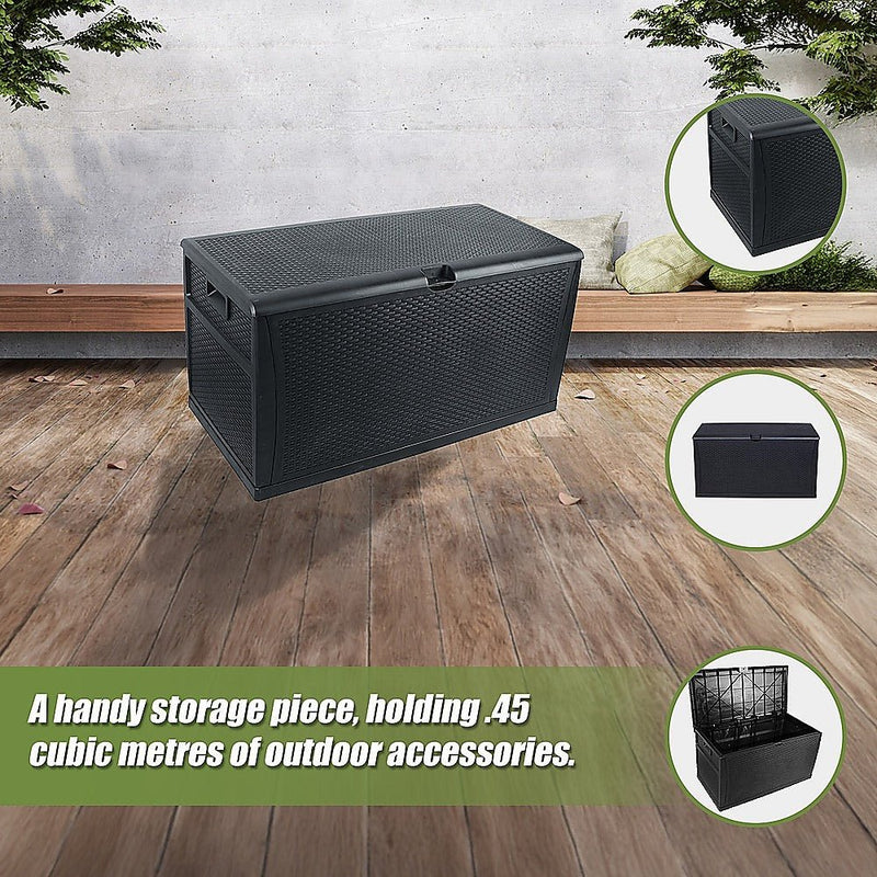 Patio Deck Box Outdoor Storage Plastic Bench Box 450 Litre - Rivercity House & Home Co. (ABN 18 642 972 209) - Affordable Modern Furniture Australia