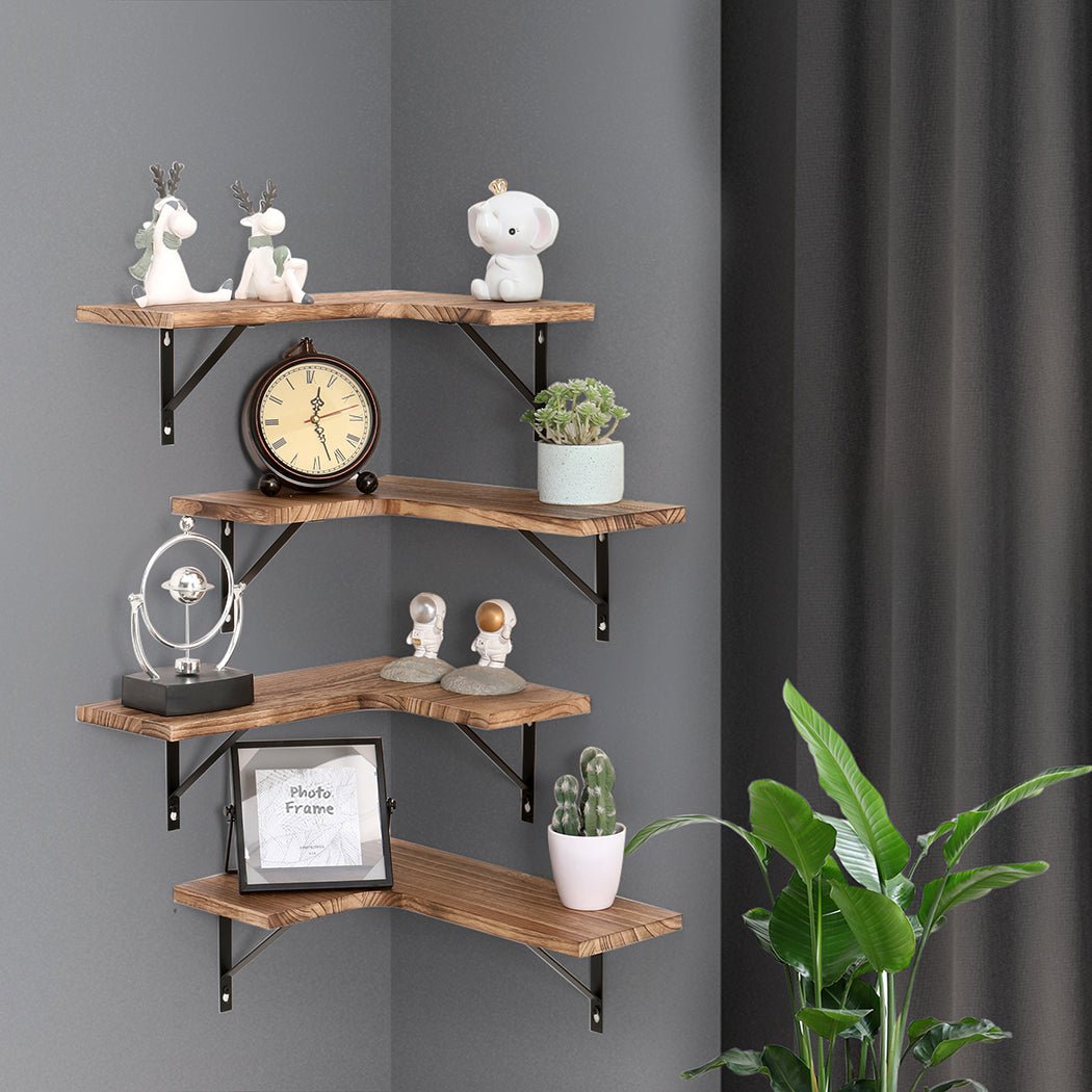 Paulownia Wood DIY Corner Floating Shelf Set of 4 - Natural - Rivercity House & Home Co. (ABN 18 642 972 209) - Affordable Modern Furniture Australia