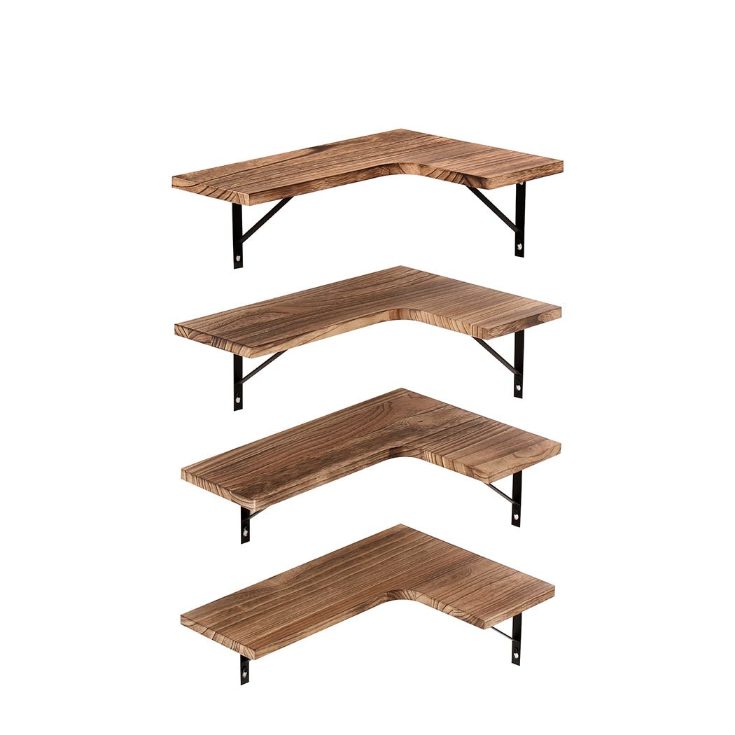 Paulownia Wood DIY Corner Floating Shelf Set of 4 - Natural - Rivercity House & Home Co. (ABN 18 642 972 209) - Affordable Modern Furniture Australia