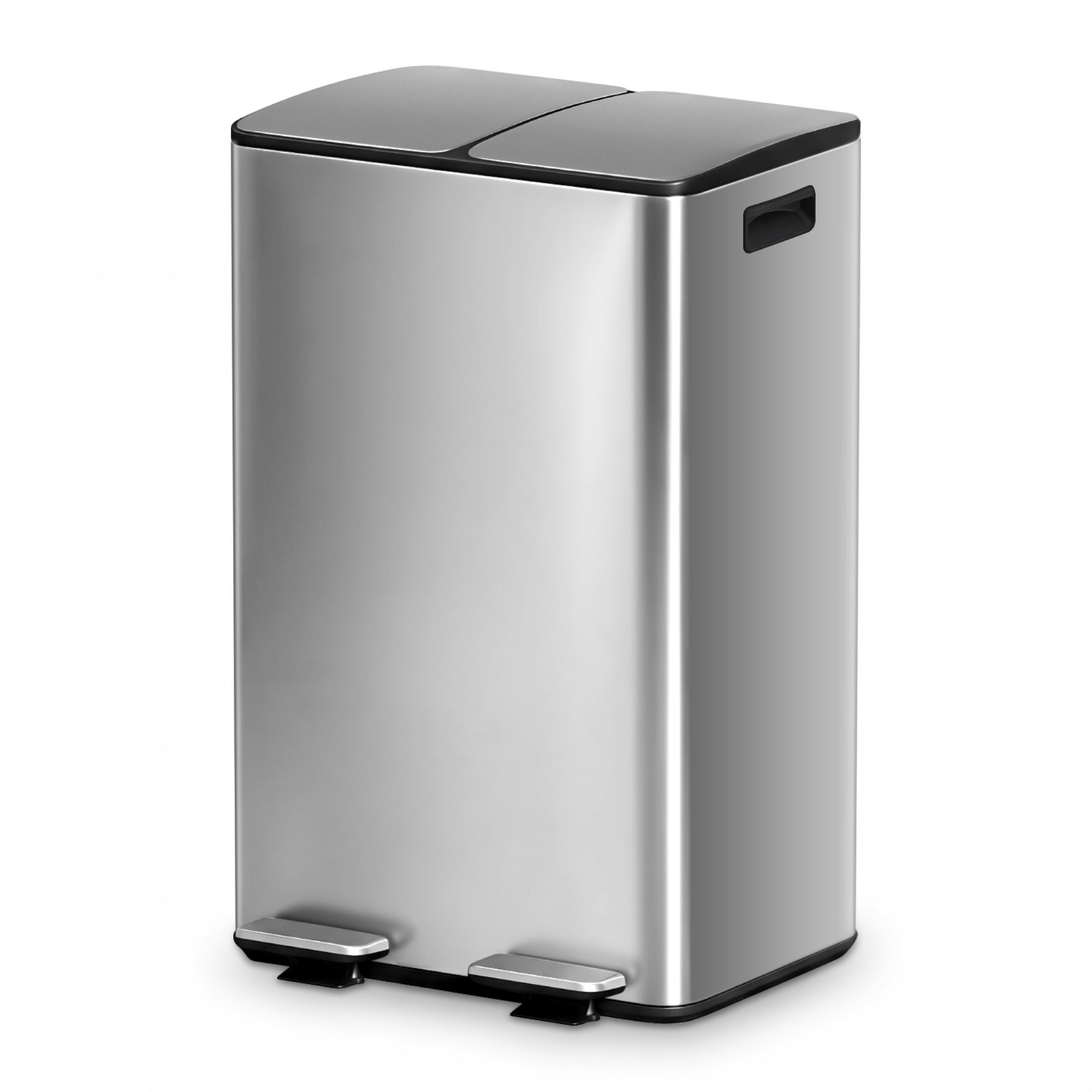 Pedal Bins Rubbish Bin Dual Compartment Waste Recycle Dustbins 60L Silver - Home & Garden > Kitchen Bins > Pedal Bins - Rivercity House & Home Co. (ABN 18 642 972 209) - Affordable Modern Furniture Australia