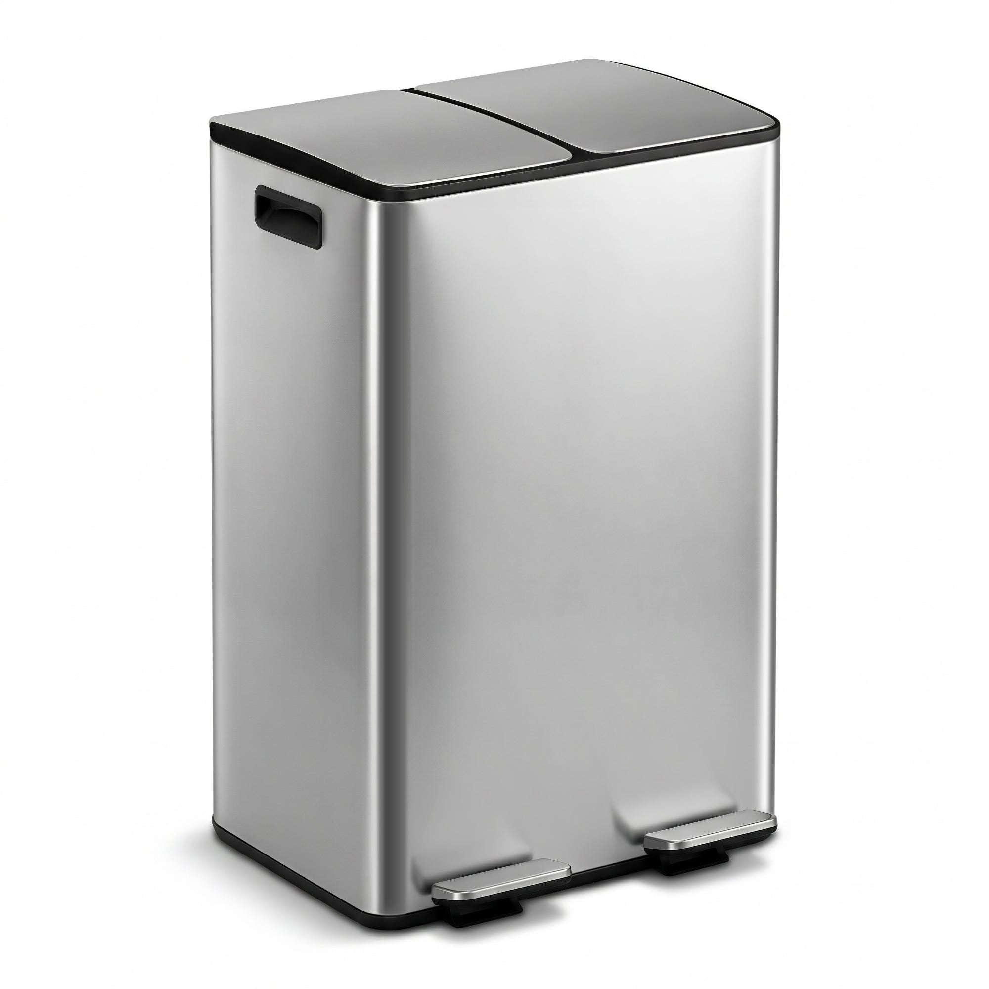 Pedal Bins Rubbish Bin Dual Compartment Waste Recycle Dustbins 60L Silver - Home & Garden > Kitchen Bins > Pedal Bins - Rivercity House & Home Co. (ABN 18 642 972 209) - Affordable Modern Furniture Australia