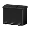 Pedal Bins Rubbish Bin Triple Compartments Waste Recycle Dustbins 45L