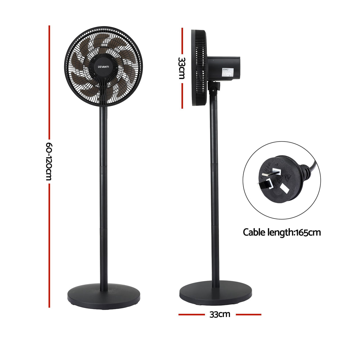 Pedestal Fan with Remote, 7 Speeds, 3 Heights, DC Motor - Black - Appliances > Fans > Portable Fans - Rivercity House & Home Co. (ABN 18 642 972 209) - Affordable Modern Furniture Australia