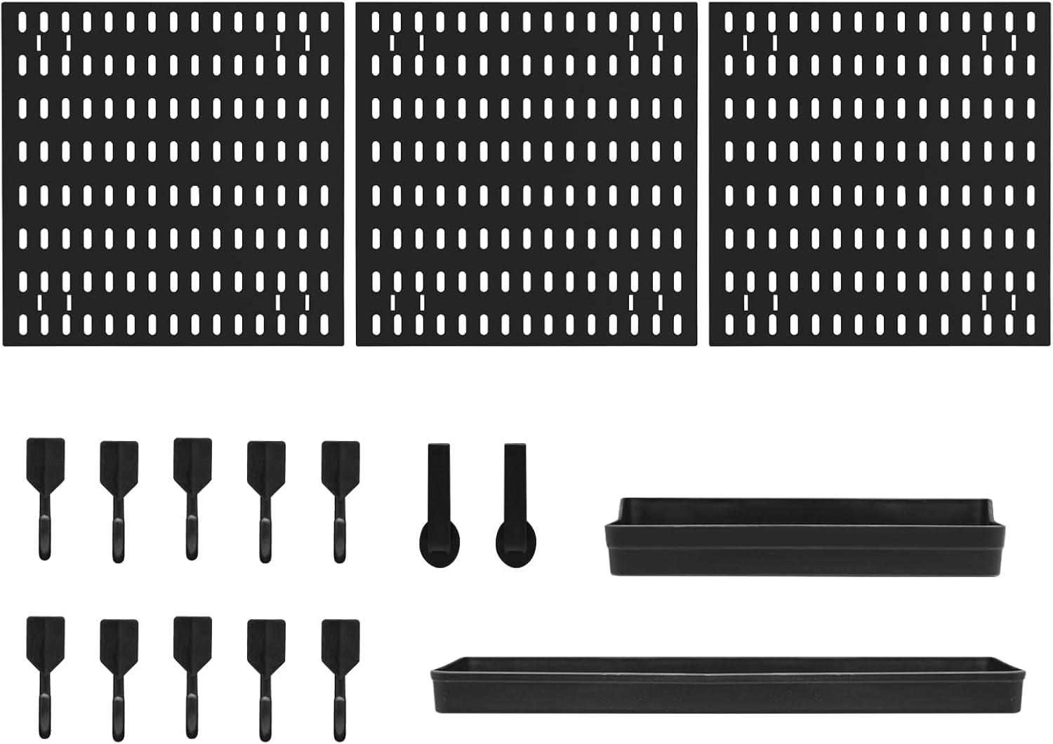Pegboard Wall Organiser Kit with 3 Modular 30x30 cm Panels & 17 Accessories for Gaming, Office & Craft Storage - Black - Tools > Tools Storage > Wall Storage Racks - Rivercity House & Home Co. (ABN 18 642 972 209) - Affordable Modern Furniture Australia
