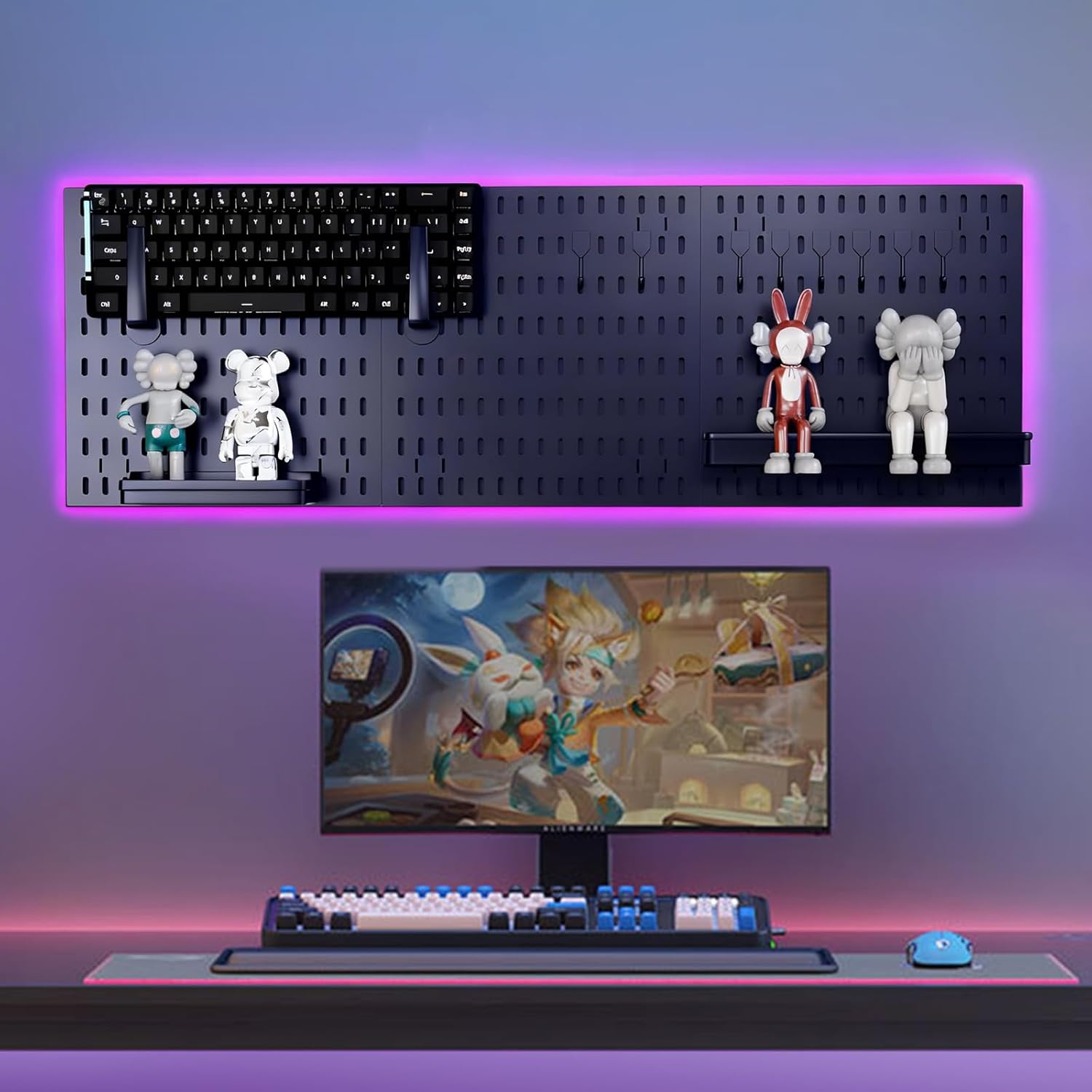 Pegboard Wall Organiser Kit with 3 Modular 30x30 cm Panels & 17 Accessories for Gaming, Office & Craft Storage - Black - Tools > Tools Storage > Wall Storage Racks - Rivercity House & Home Co. (ABN 18 642 972 209) - Affordable Modern Furniture Australia