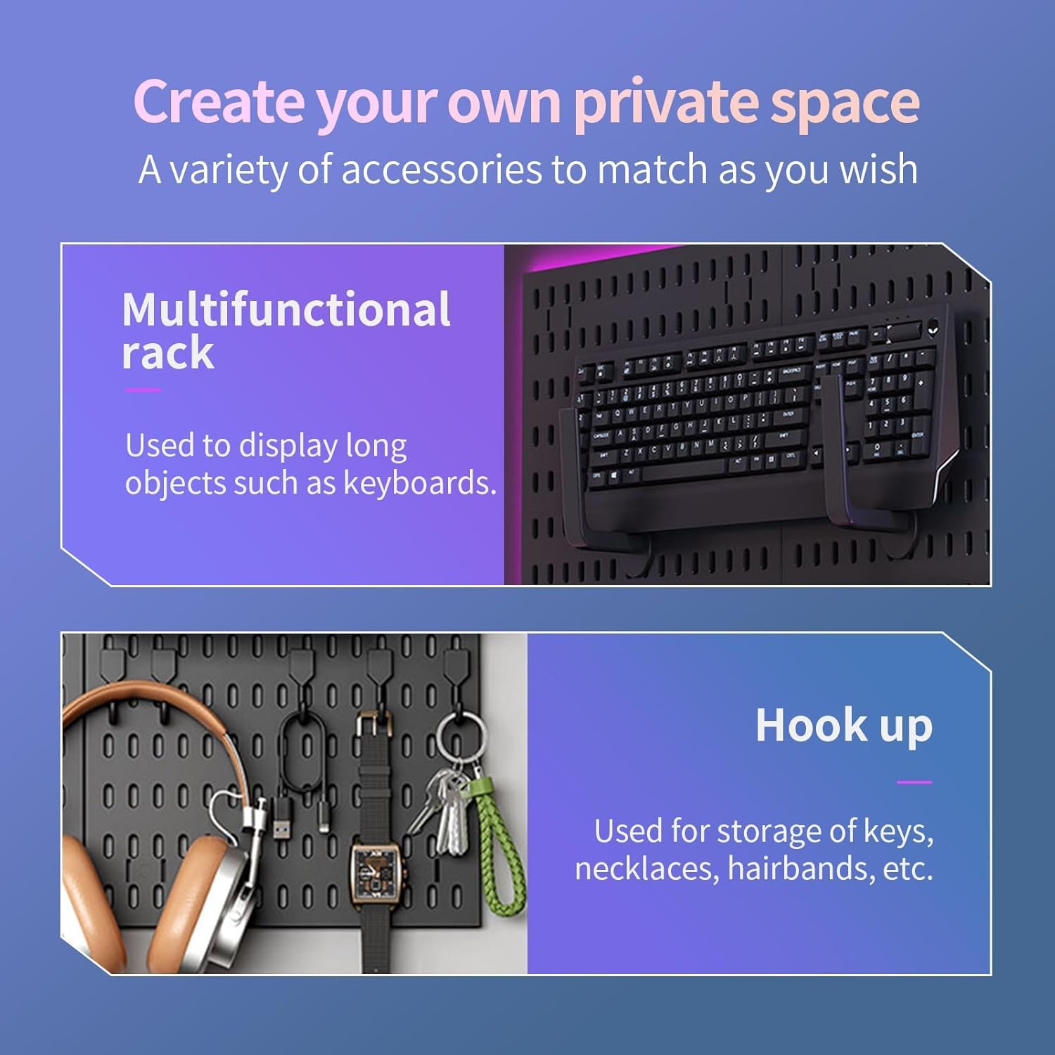 Pegboard Wall Organiser Kit with 3 Modular 30x30 cm Panels & 17 Accessories for Gaming, Office & Craft Storage - Black - Tools > Tools Storage > Wall Storage Racks - Rivercity House & Home Co. (ABN 18 642 972 209) - Affordable Modern Furniture Australia