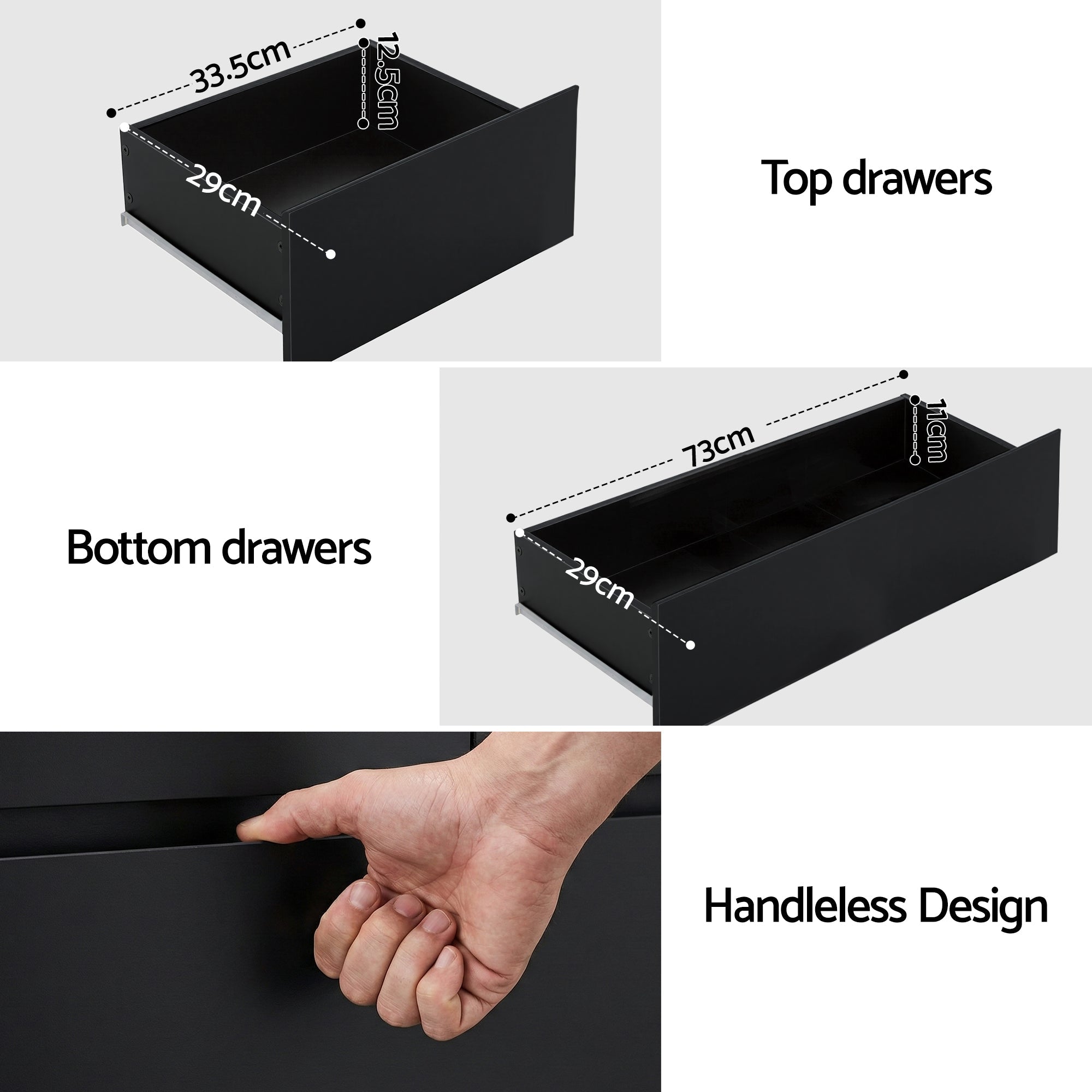 Pepe 6 - Drawer Tallboy Chest of Drawers - Black - Furniture > Bedroom > Dressers - Rivercity House & Home Co. (ABN 18 642 972 209) - Affordable Modern Furniture Australia