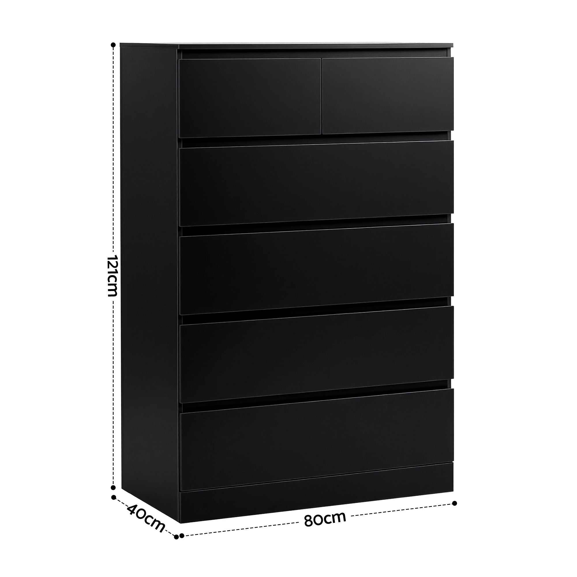 Pepe 6 - Drawer Tallboy Chest of Drawers - Black - Furniture > Bedroom > Dressers - Rivercity House & Home Co. (ABN 18 642 972 209) - Affordable Modern Furniture Australia