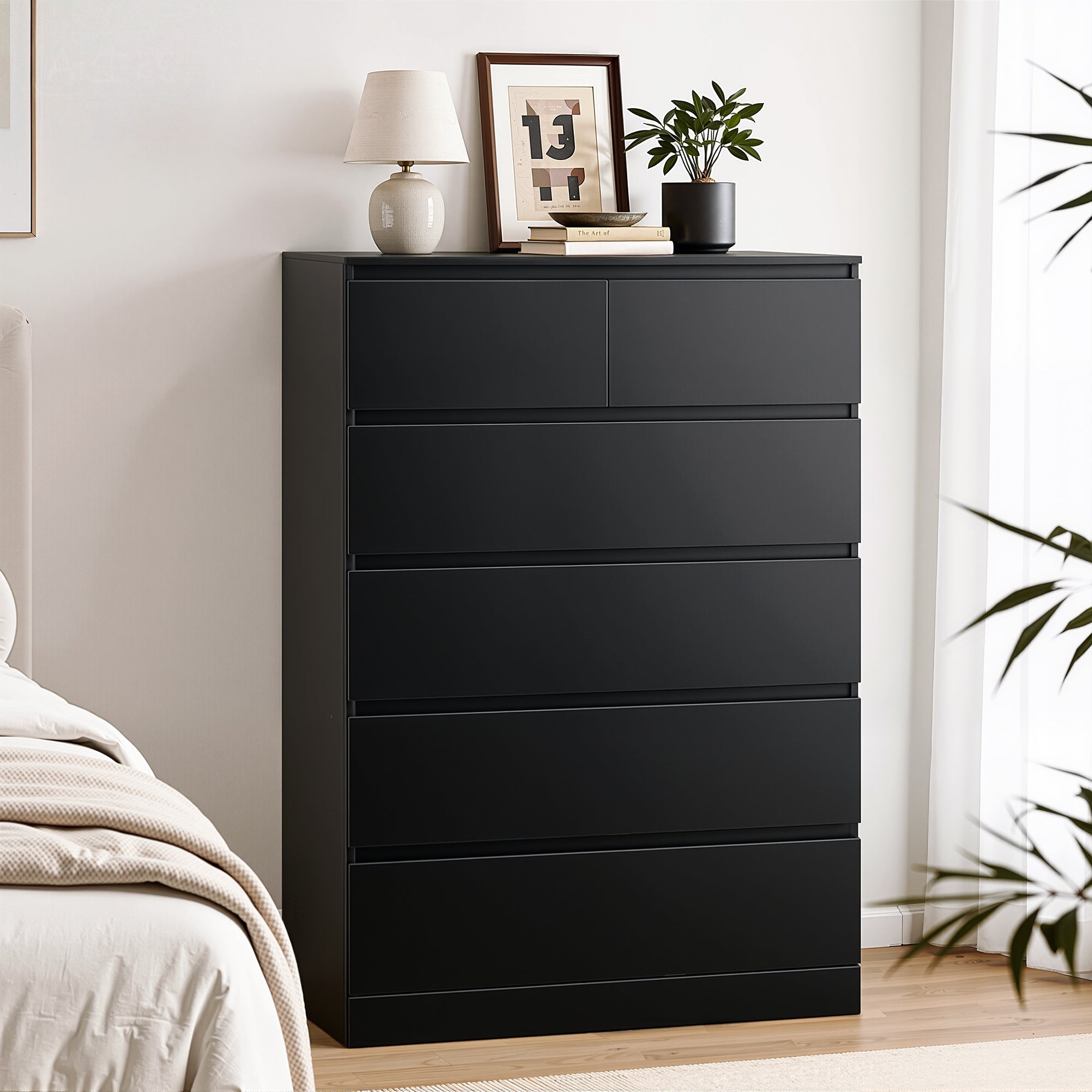 Pepe 6 - Drawer Tallboy Chest of Drawers - Black - Furniture > Bedroom > Dressers - Rivercity House & Home Co. (ABN 18 642 972 209) - Affordable Modern Furniture Australia