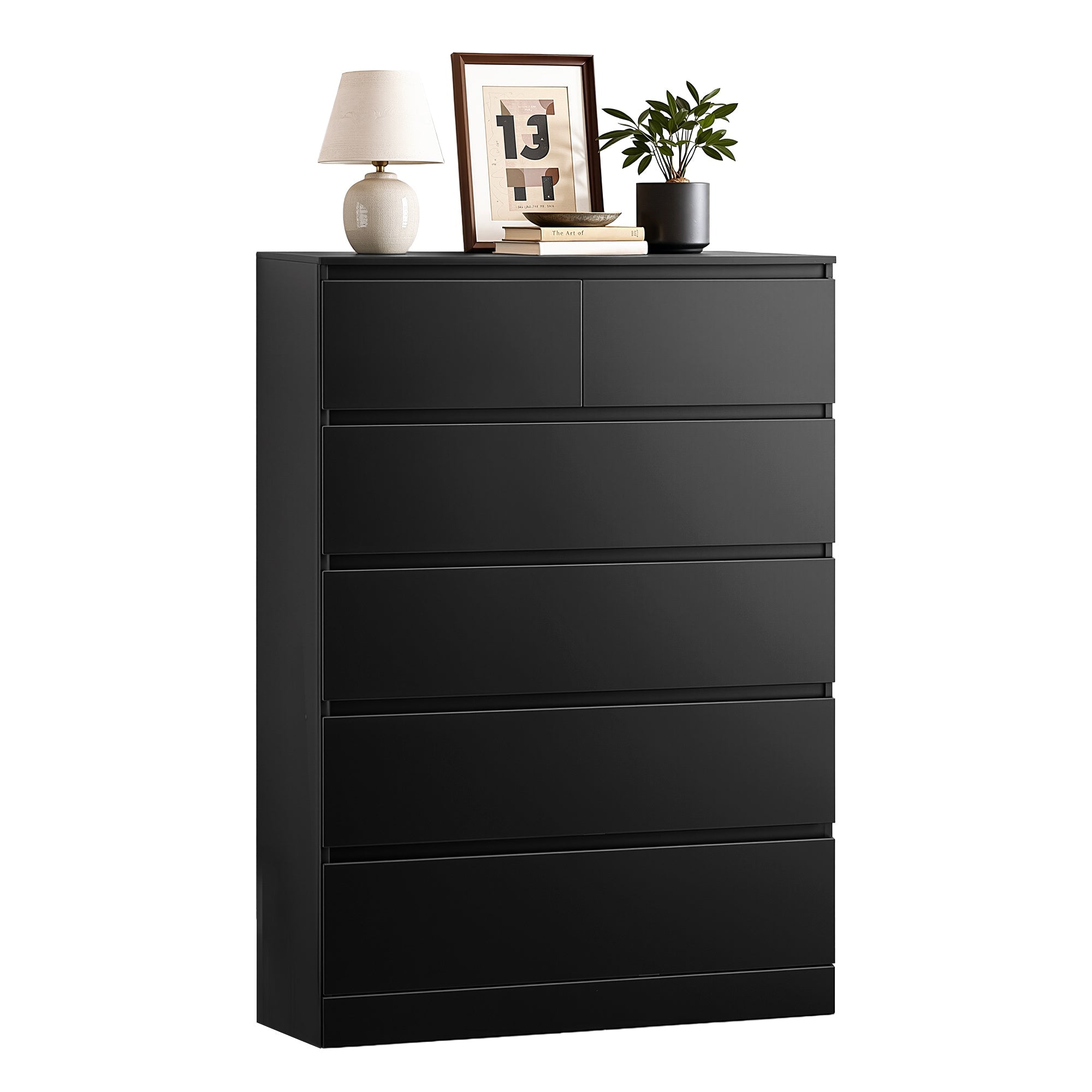 Pepe 6 - Drawer Tallboy Chest of Drawers - Black - Furniture > Bedroom > Dressers - Rivercity House & Home Co. (ABN 18 642 972 209) - Affordable Modern Furniture Australia