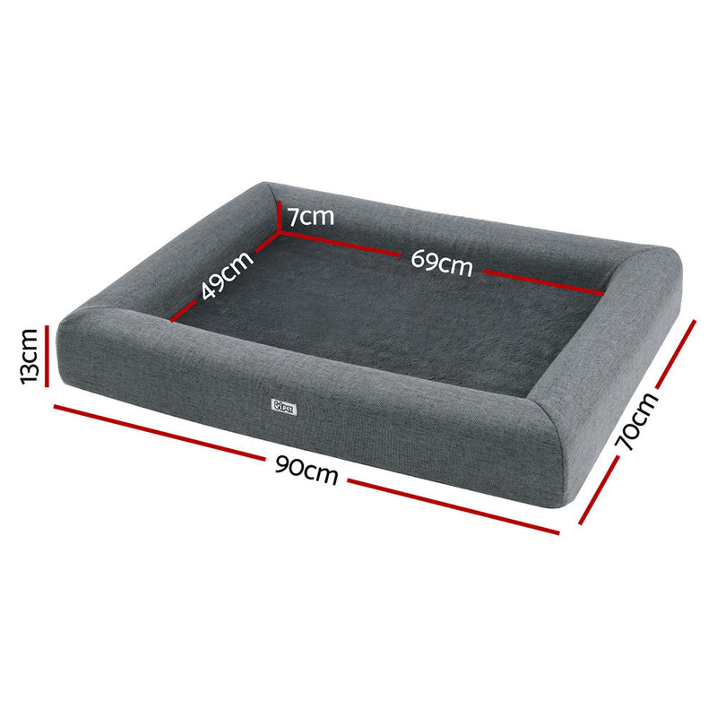 Pet Bed Dog Cat Large Calming Soft Sofa Cushion Egg Crate Washable Grey - Pet Care > Dog Supplies > Dog Beds - Rivercity House & Home Co. (ABN 18 642 972 209) - Affordable Modern Furniture Australia