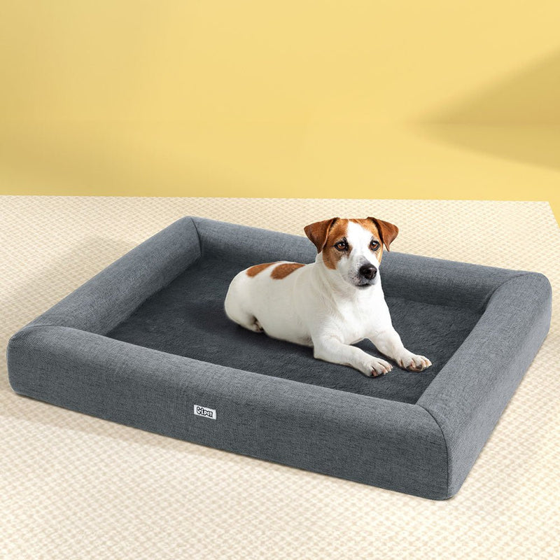 Pet Bed Dog Cat Large Calming Soft Sofa Cushion Egg Crate Washable Grey - Pet Care > Dog Supplies > Dog Beds - Rivercity House & Home Co. (ABN 18 642 972 209) - Affordable Modern Furniture Australia