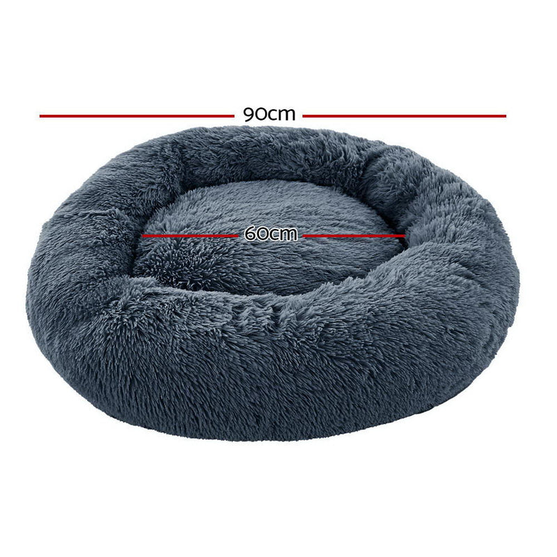 Pet Calming Bed Large 90cm Dark Grey Washable - Rivercity House & Home Co. (ABN 18 642 972 209) - Affordable Modern Furniture Australia