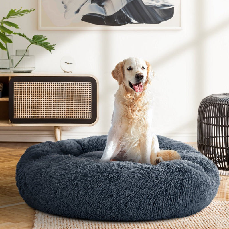 Pet Calming Bed Large 90cm Dark Grey Washable - Rivercity House & Home Co. (ABN 18 642 972 209) - Affordable Modern Furniture Australia