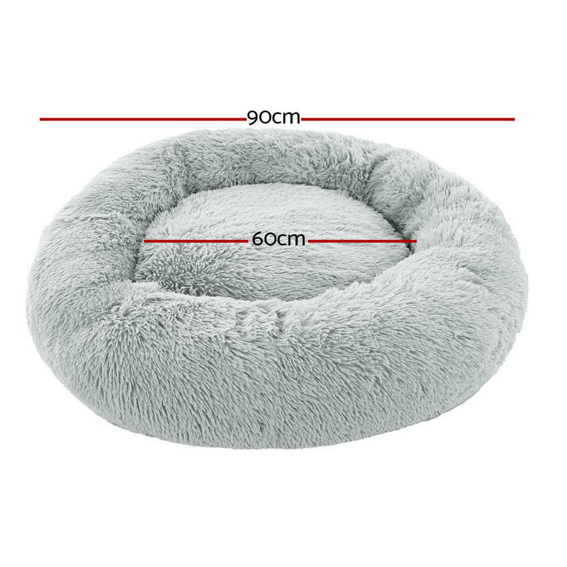 Pet Calming Bed Large 90cm Light Grey Washable - Rivercity House & Home Co. (ABN 18 642 972 209) - Affordable Modern Furniture Australia