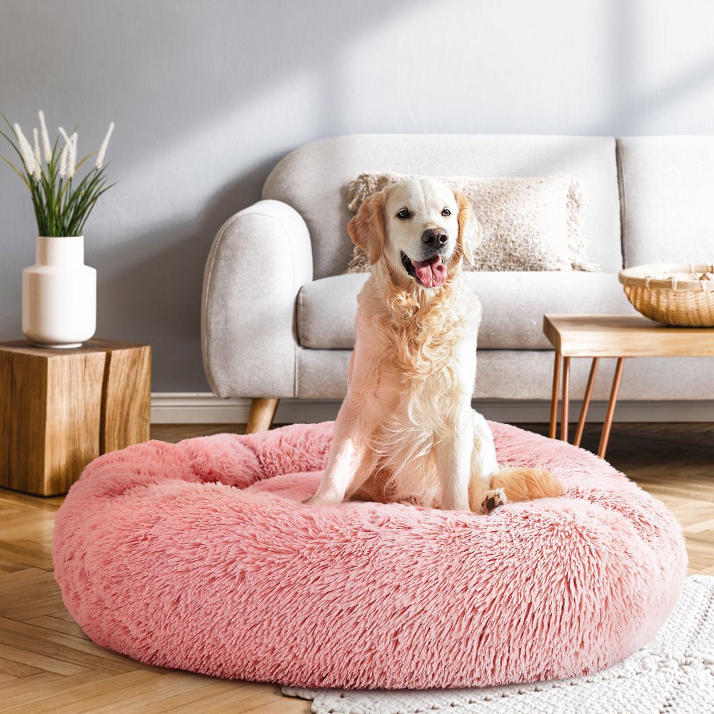 Pet Calming Bed Large 90cm Pink Washable - Rivercity House & Home Co. (ABN 18 642 972 209) - Affordable Modern Furniture Australia