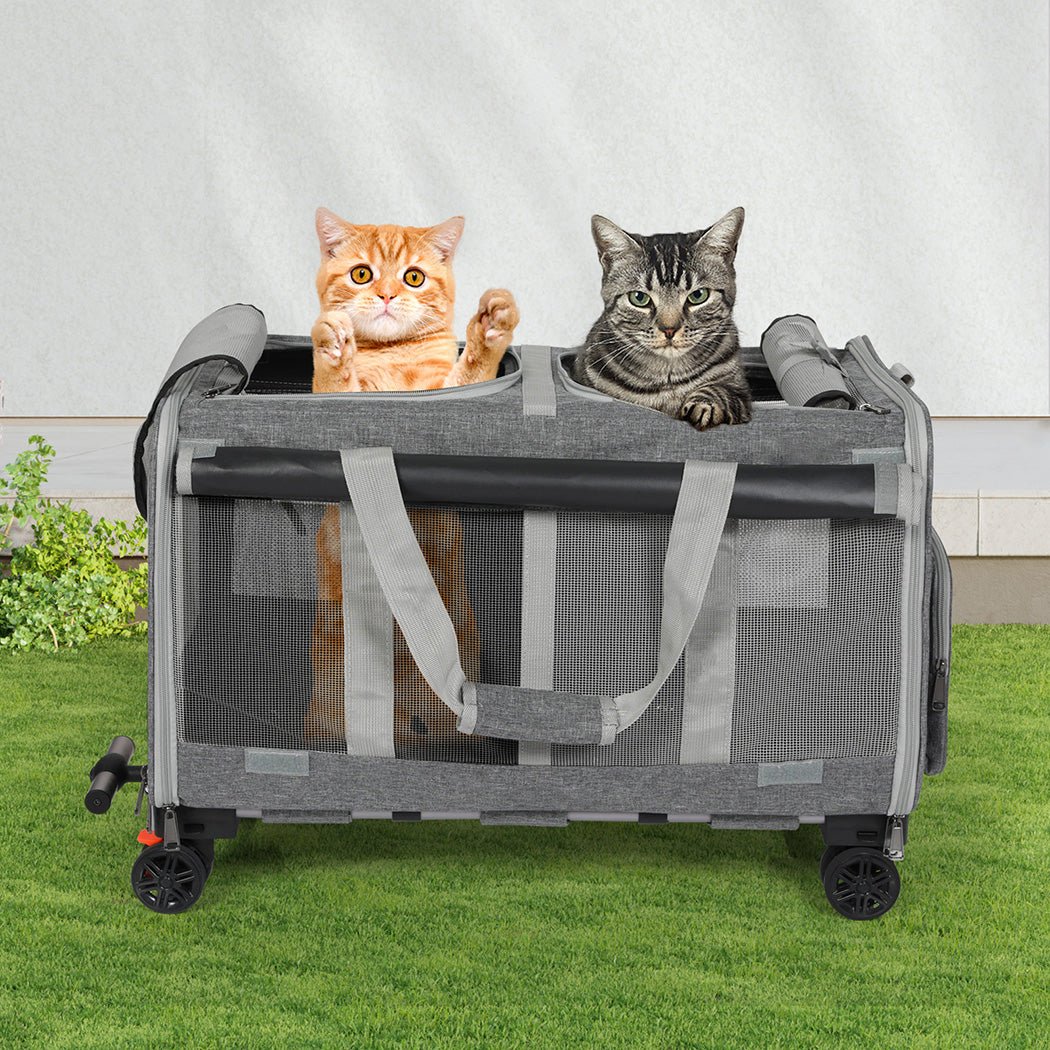 Pet Carrier 4 - Wheel Portable Rolling Foldable with Telescopic Handle - Grey - Rivercity House & Home Co. (ABN 18 642 972 209) - Affordable Modern Furniture Australia
