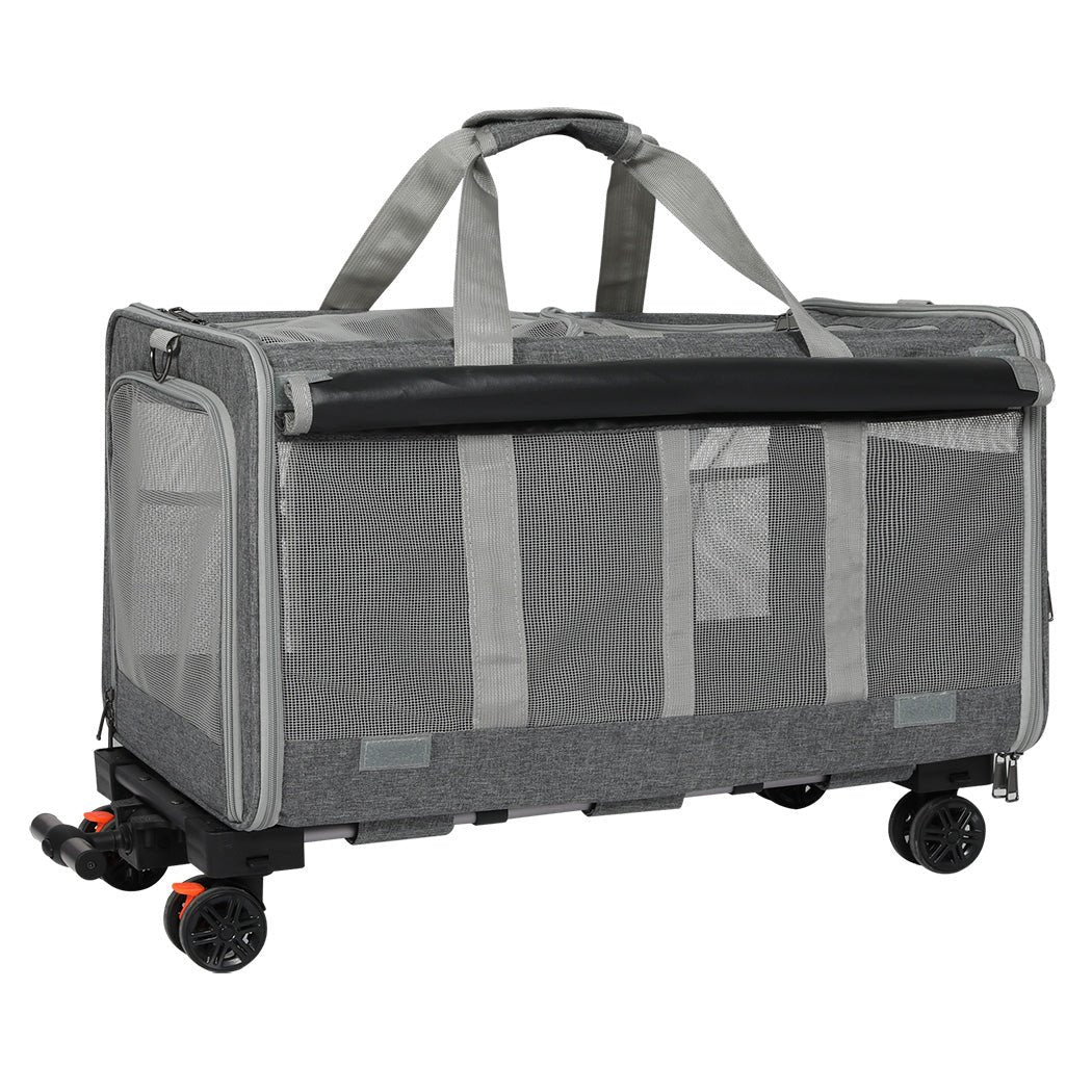Pet Carrier 4 - Wheel Portable Rolling Foldable with Telescopic Handle - Grey - Rivercity House & Home Co. (ABN 18 642 972 209) - Affordable Modern Furniture Australia