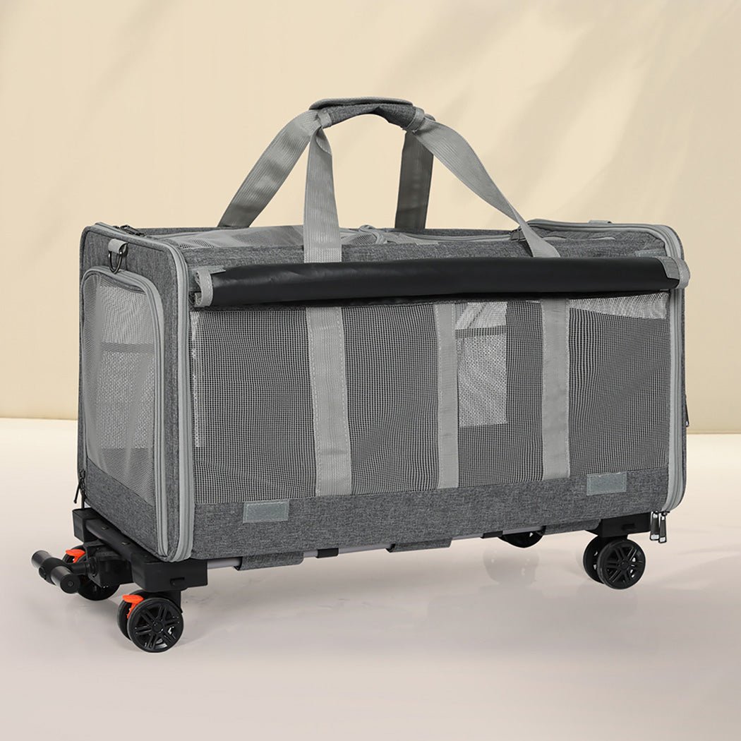 Pet Carrier 4 - Wheel Portable Rolling Foldable with Telescopic Handle - Grey - Rivercity House & Home Co. (ABN 18 642 972 209) - Affordable Modern Furniture Australia