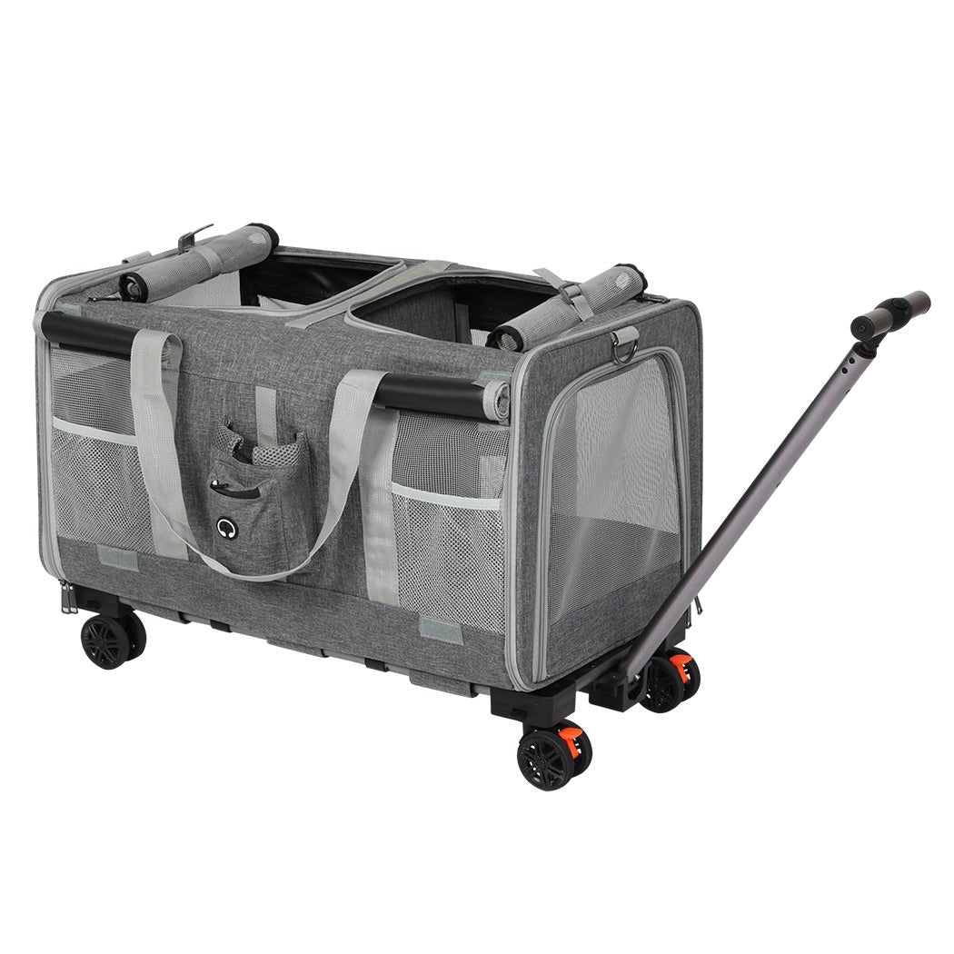 Pet Carrier 4 - Wheel Portable Rolling Foldable with Telescopic Handle - Grey - Rivercity House & Home Co. (ABN 18 642 972 209) - Affordable Modern Furniture Australia